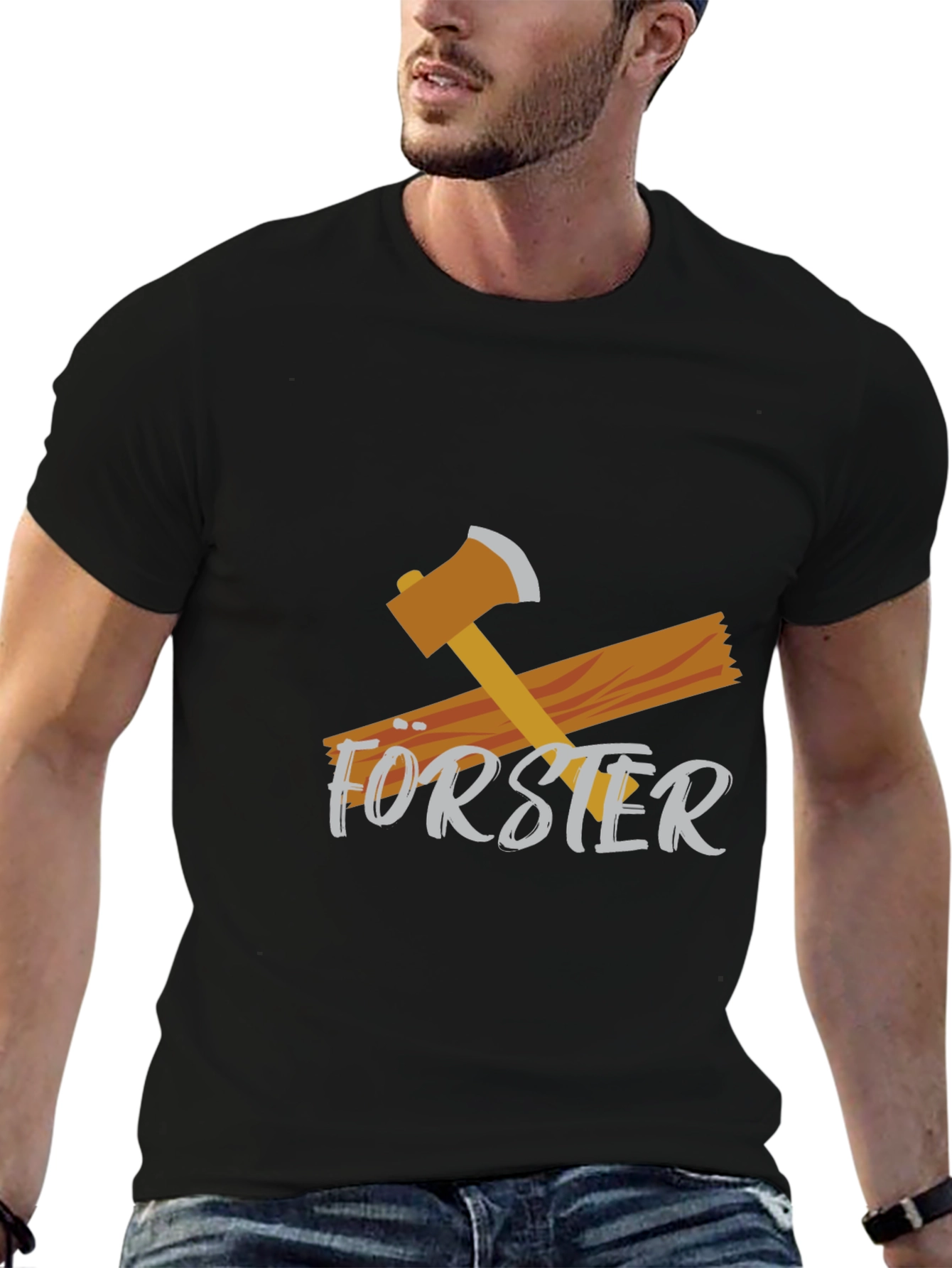 Black Forster Lumberjack T-Shirt - Axe Wood Graphic Tee view 6