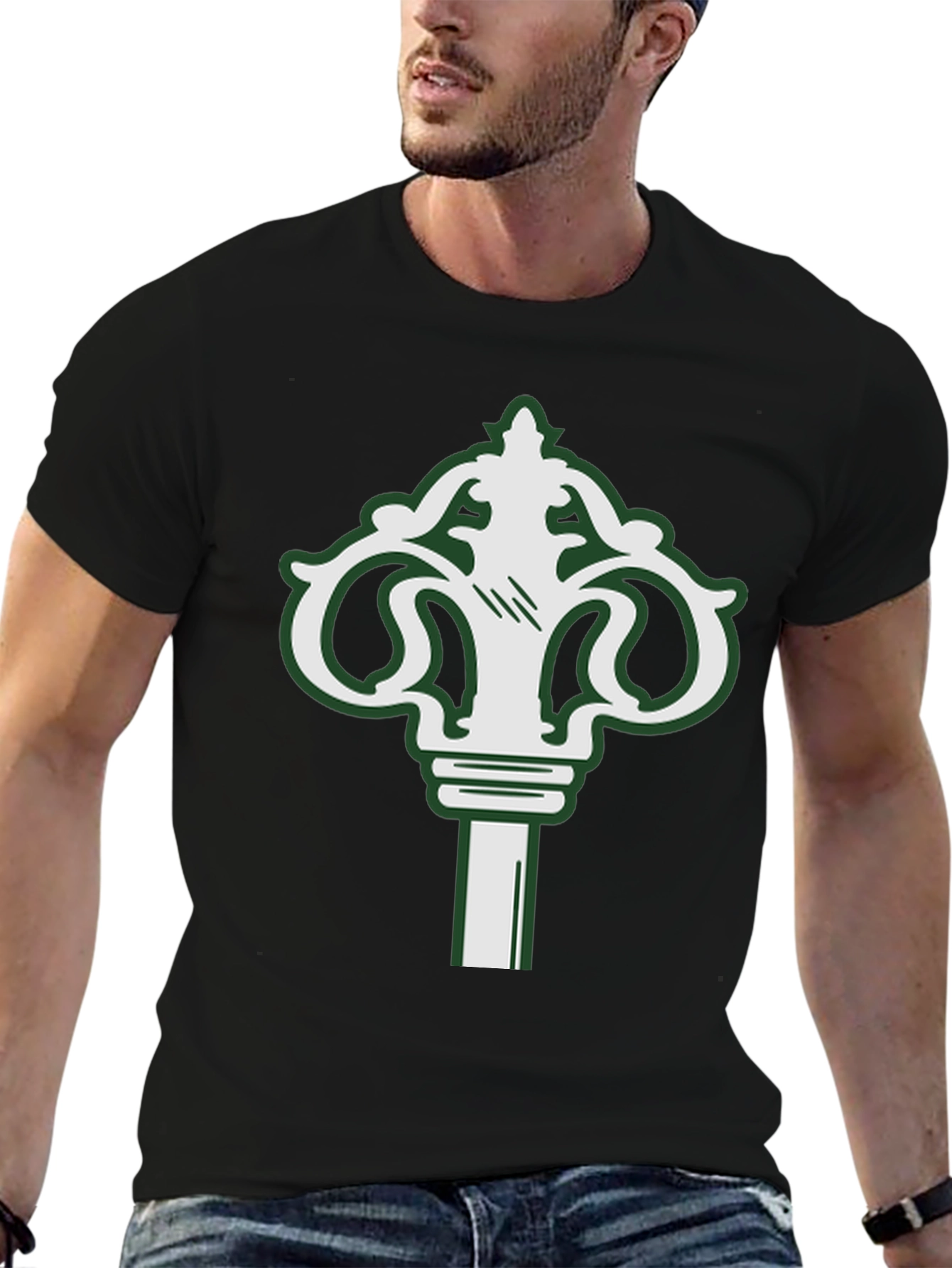 Black Key Design Black T-Shirt view 6