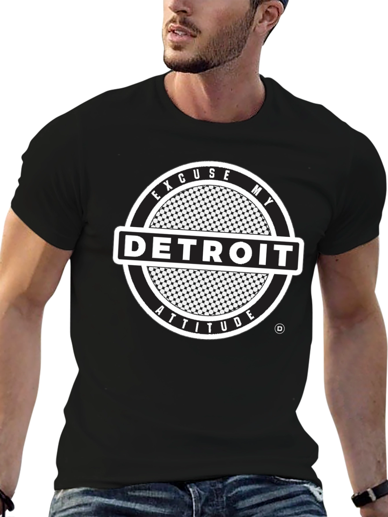 Black Detroit Attitude Black Graphic Tee view 6