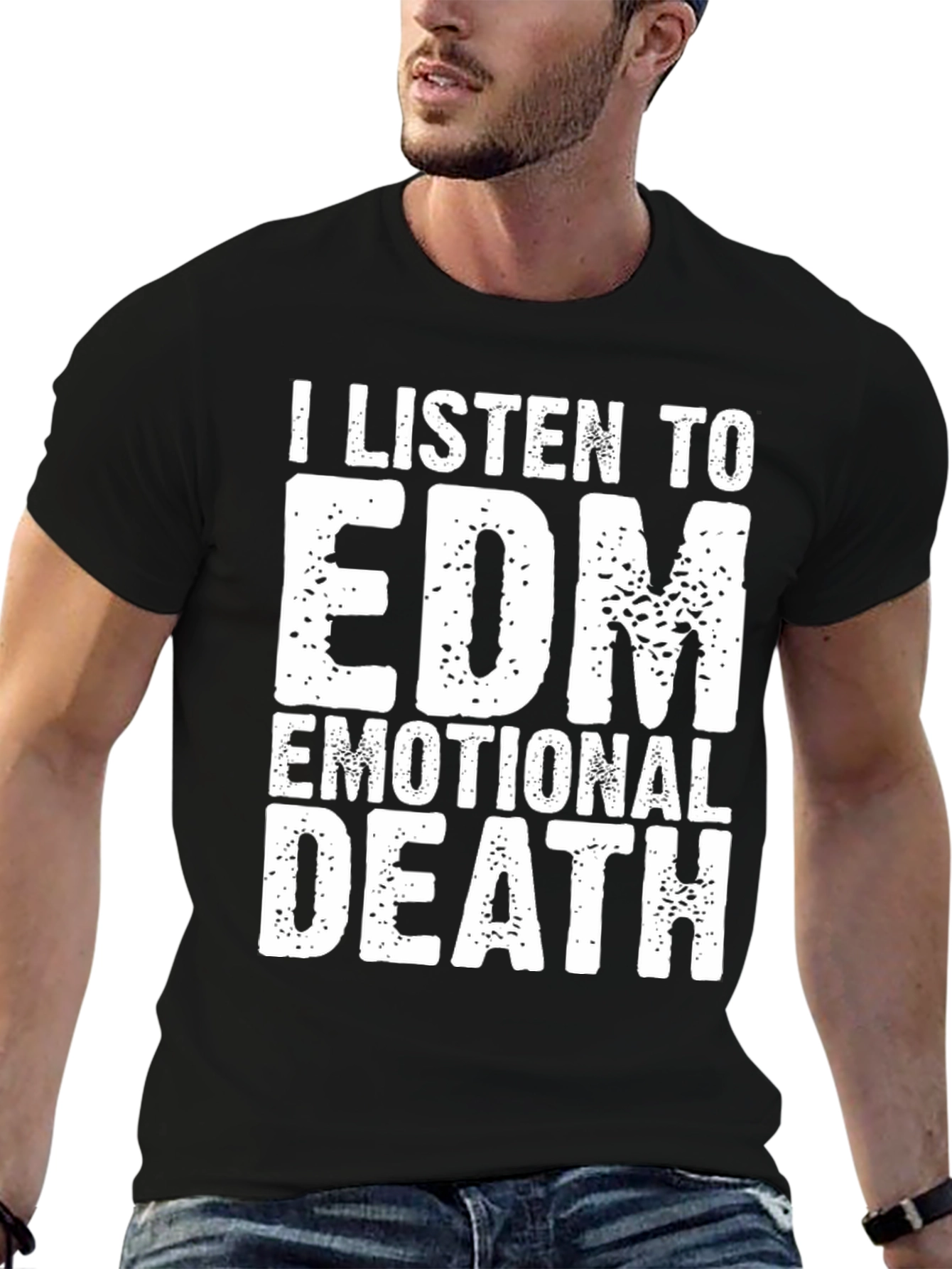Black EDM Emotional Death Graphic Tee view 6