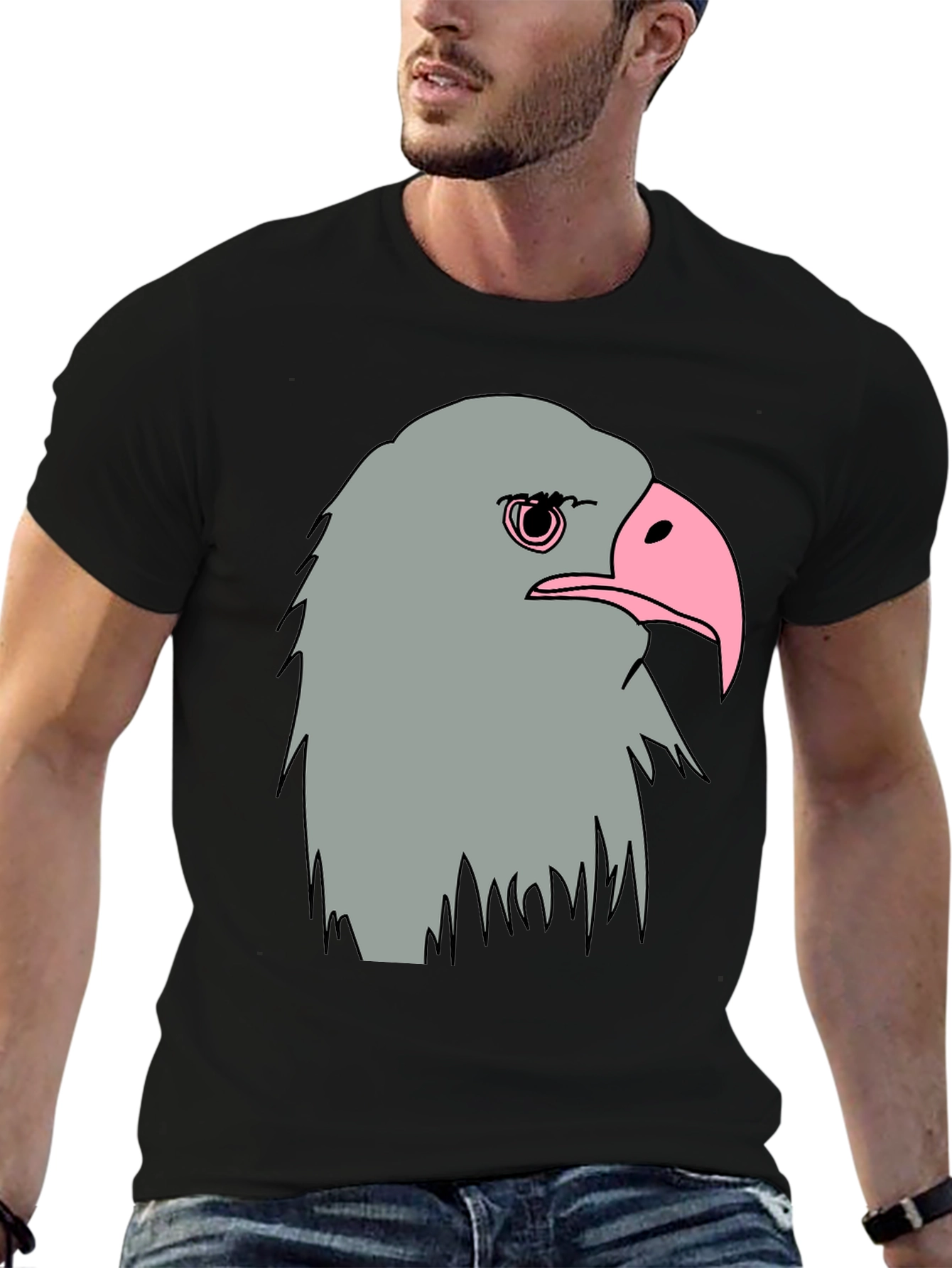 Black Eagle Graphic Tee - Men's Black Cotton T-Shirt view 6