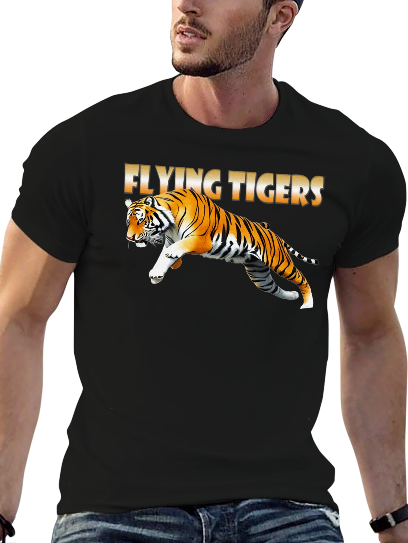 Black Flying Tigers Graphic T-Shirt view 6