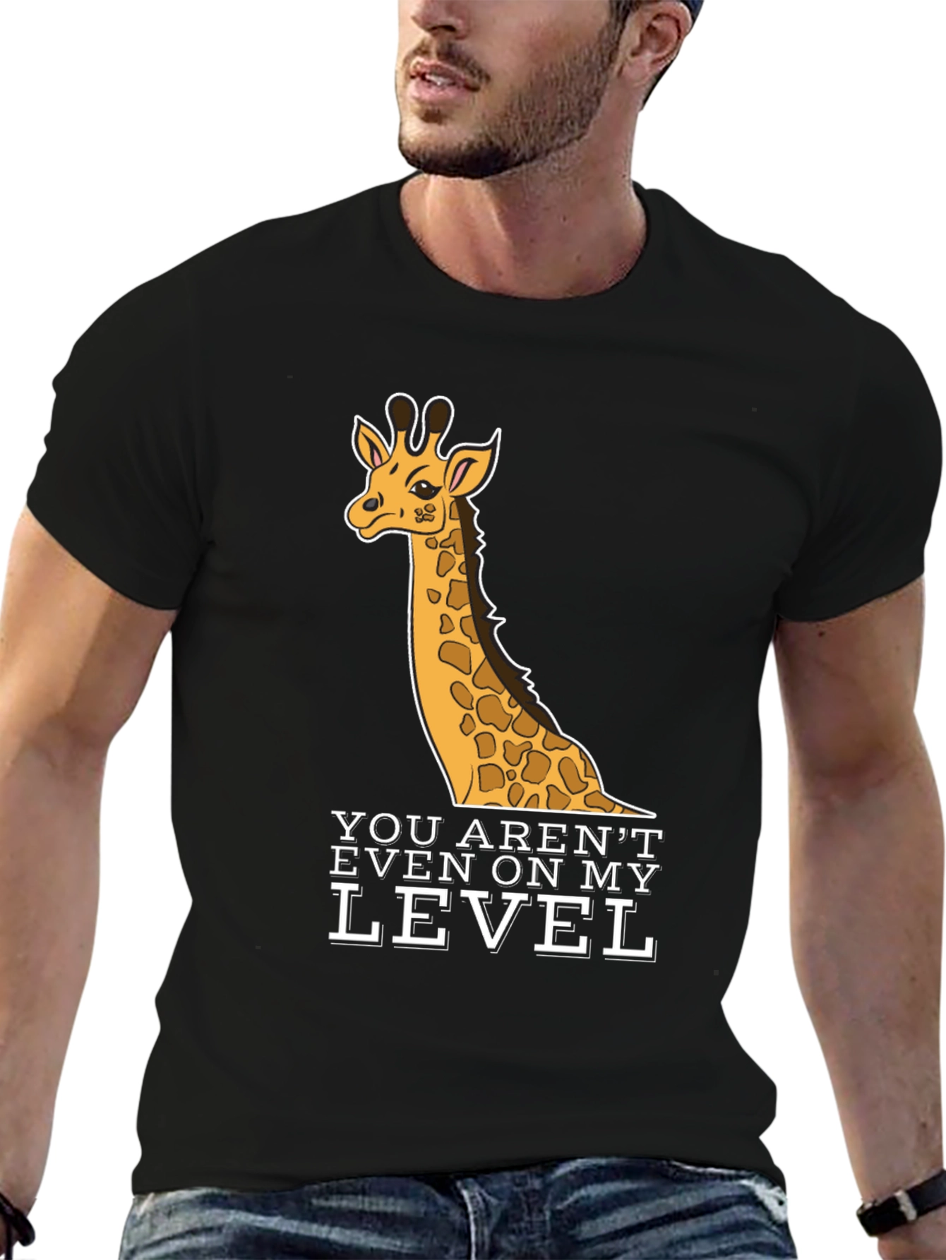 Black Giraffe T-Shirt - You Aren't Even On My Level - Black view 6