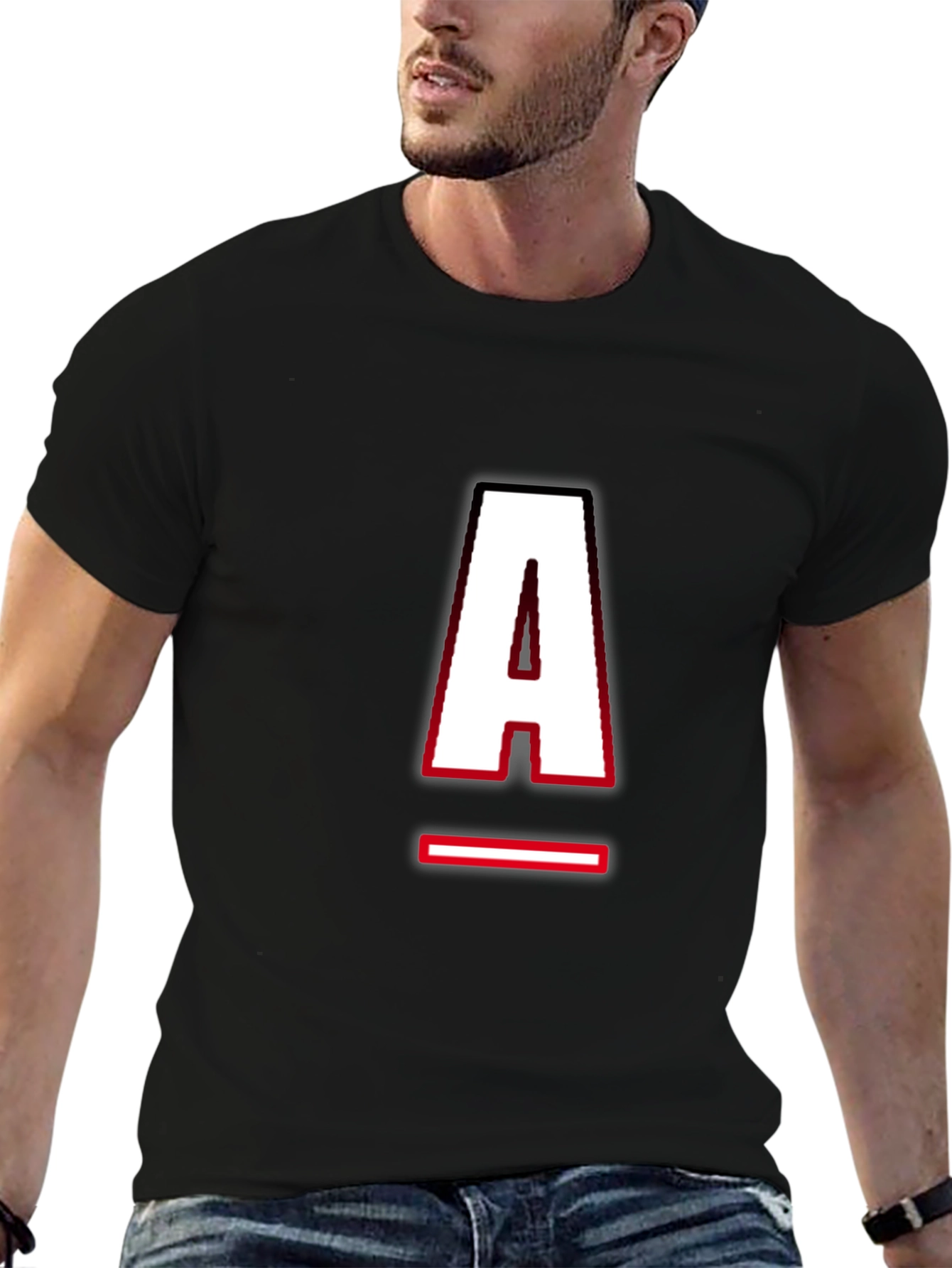 Black Letter "A" Graphic T-Shirt - Black view 6