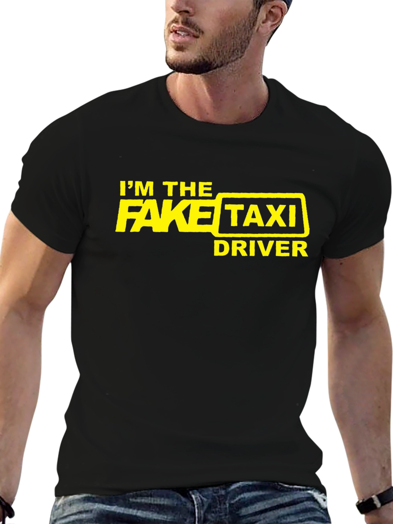 Black I'm the Fake Taxi Driver Graphic Novelty T-Shirt view 6