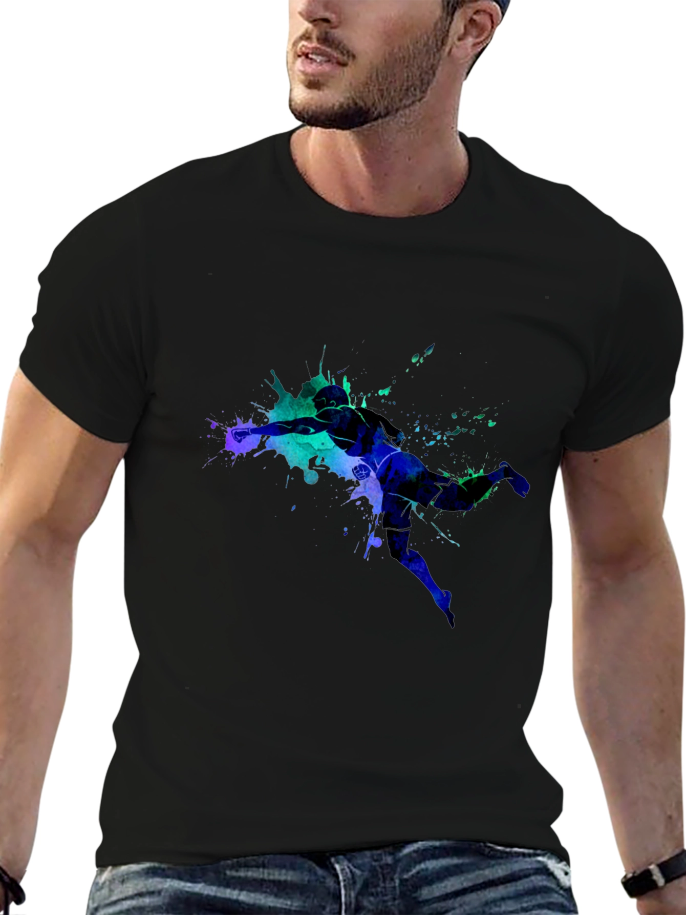 Black Abstract Athlete Graphic Tee view 6