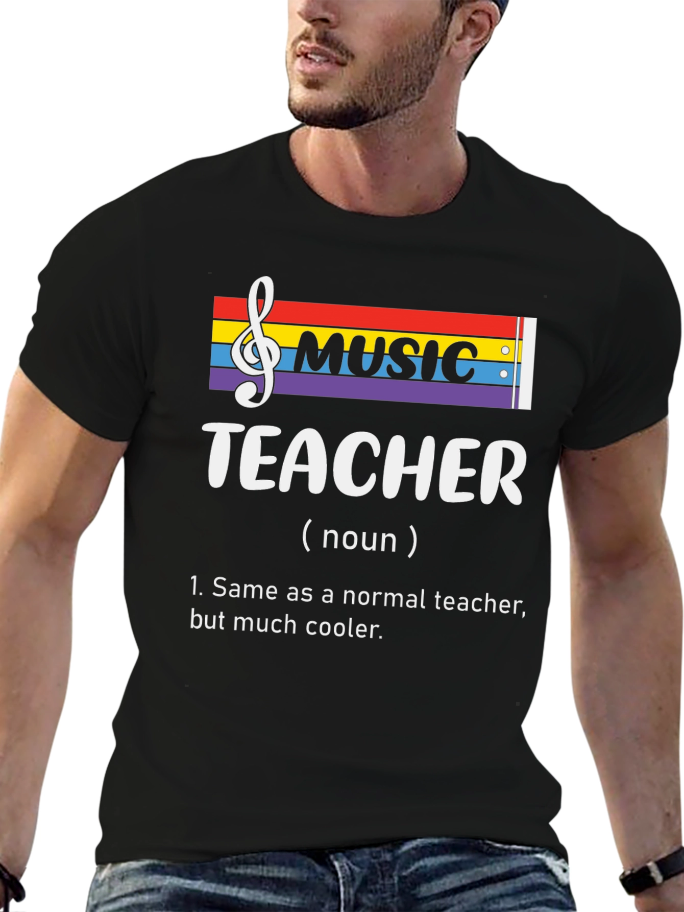 Black Music Teacher Definition T-Shirt - Cool Teacher Appreciation Tee view 6