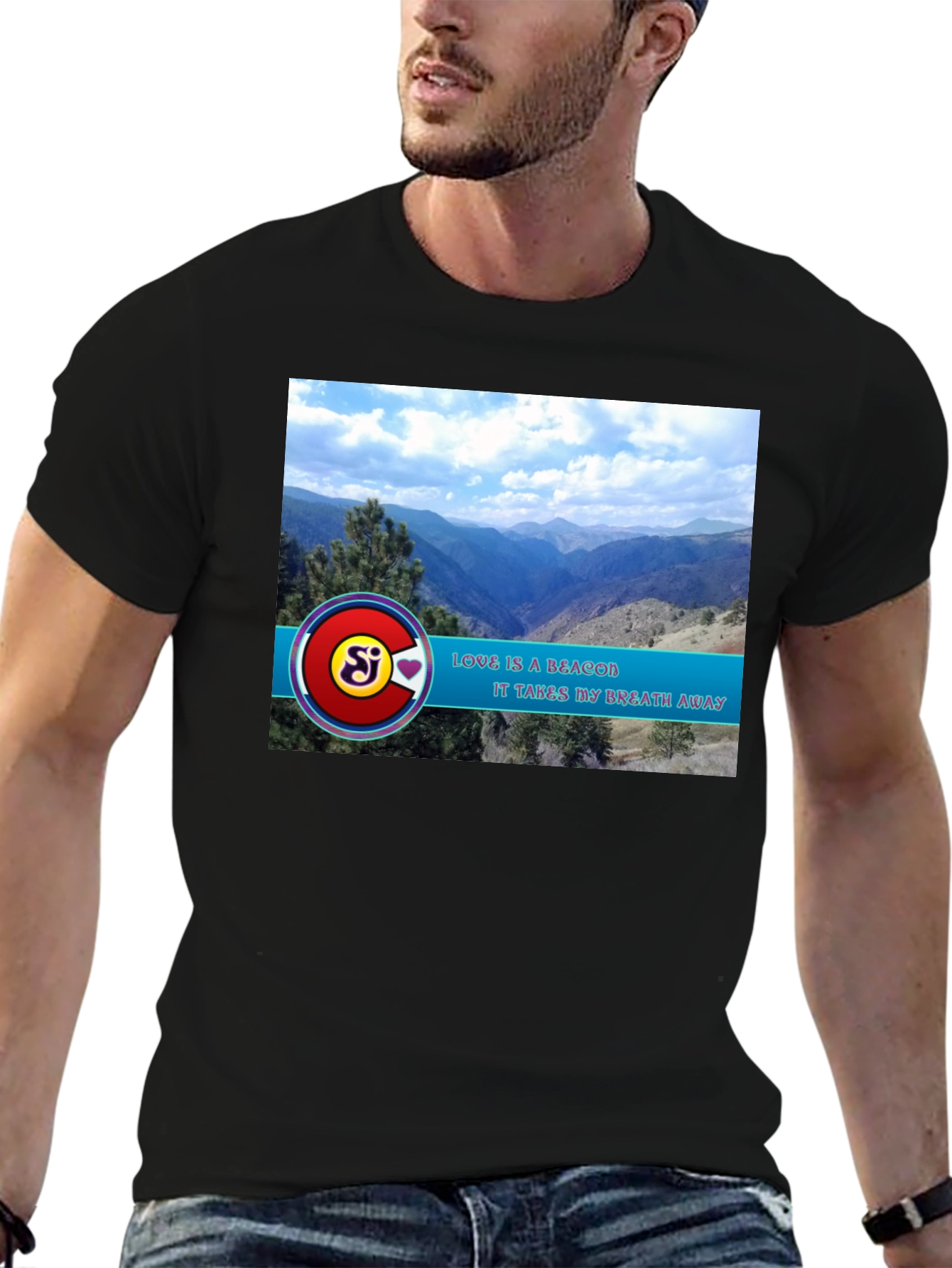 Black Scenic Mountain View Graphic Tee view 6