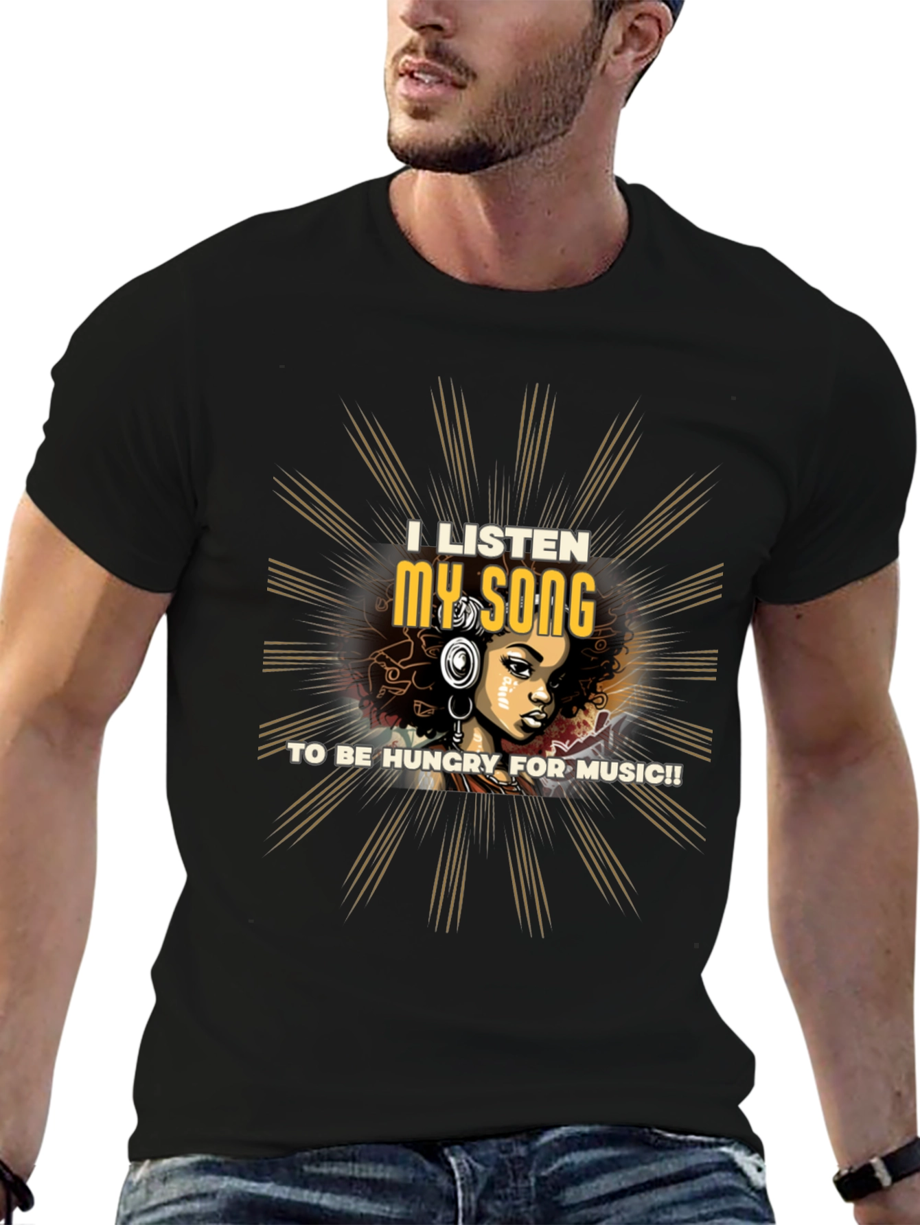Black I Listen My Song Graphic Tee view 6