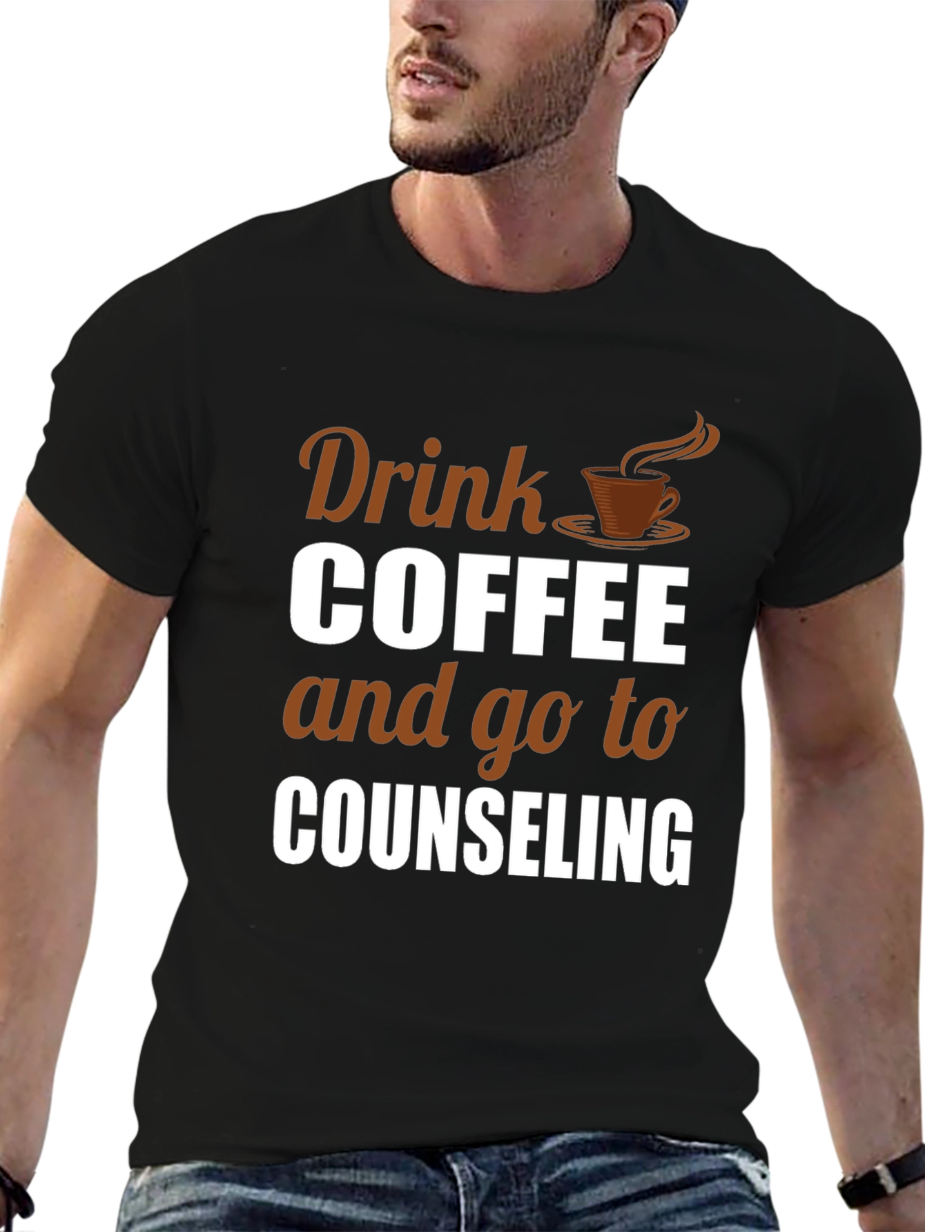 Black Drink Coffee Counseling T-Shirt view 6