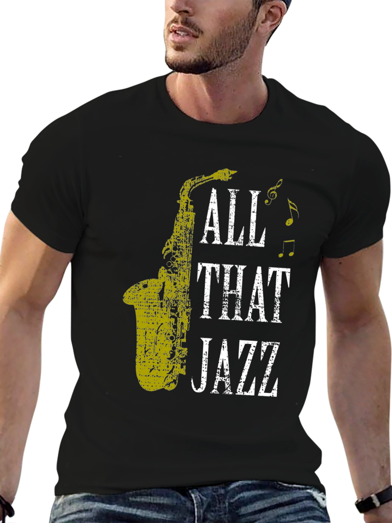 Black All That Jazz Saxophone T-Shirt view 6