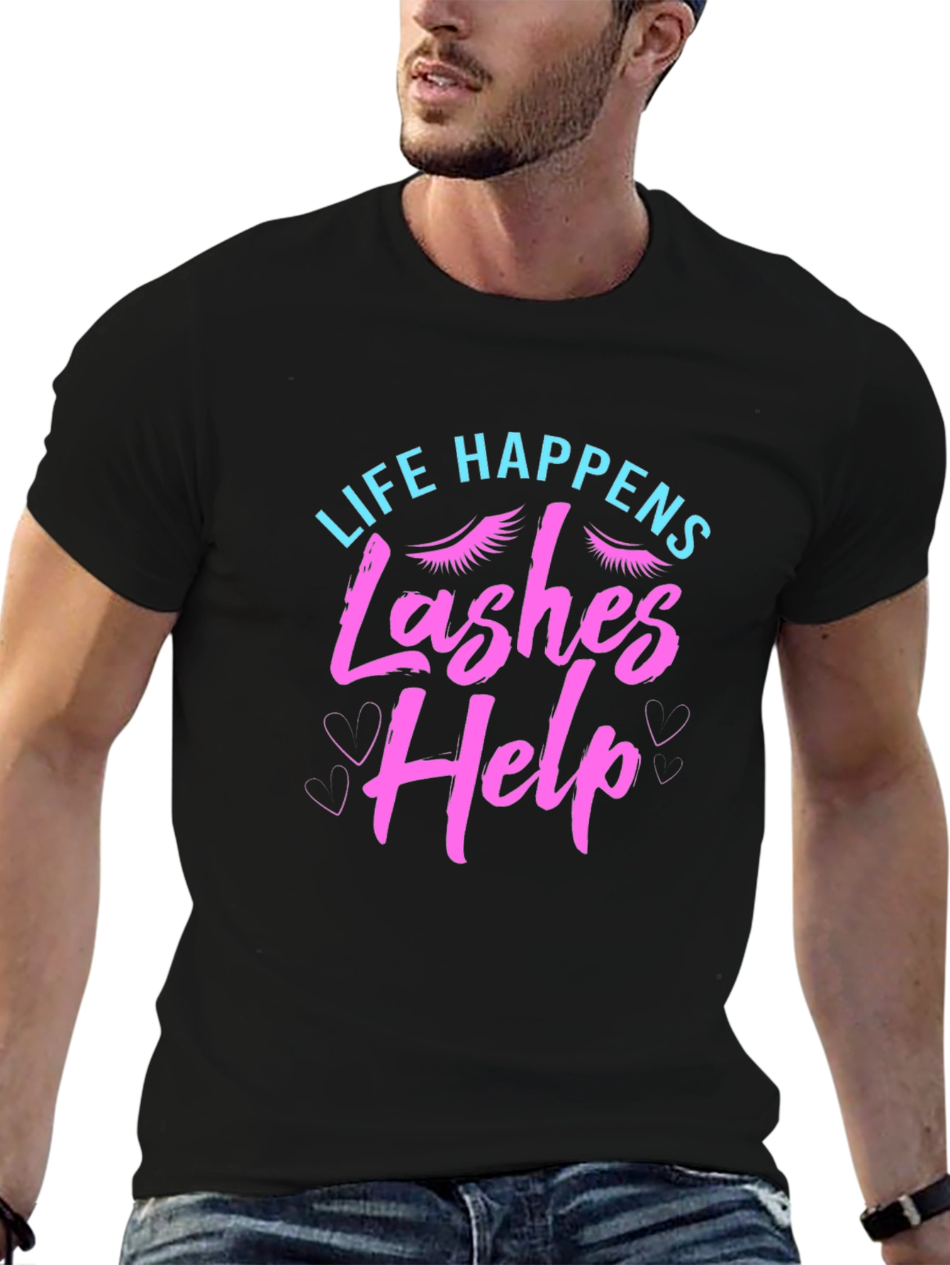 Black Life Happens Lashes Help Graphic T-Shirt view 6