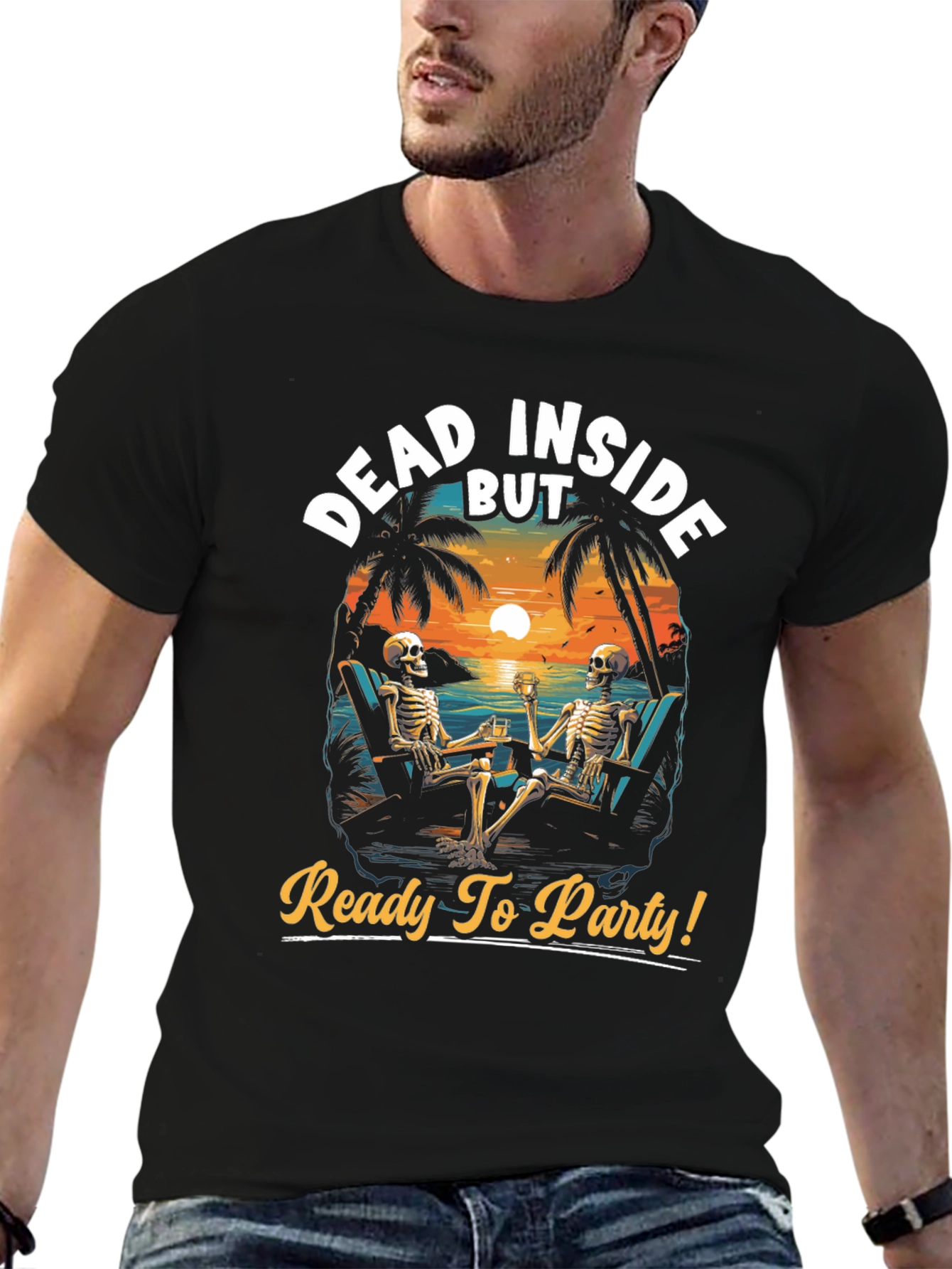 Black Dead Inside But Ready to Party T-Shirt view 6