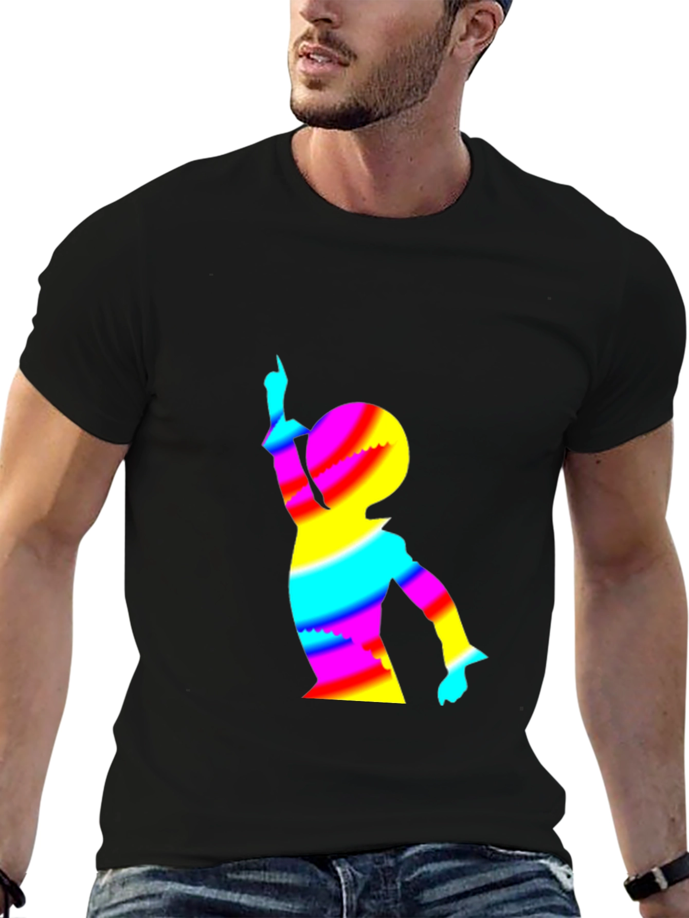 Black Retro Rainbow Silhouette Tee view 6