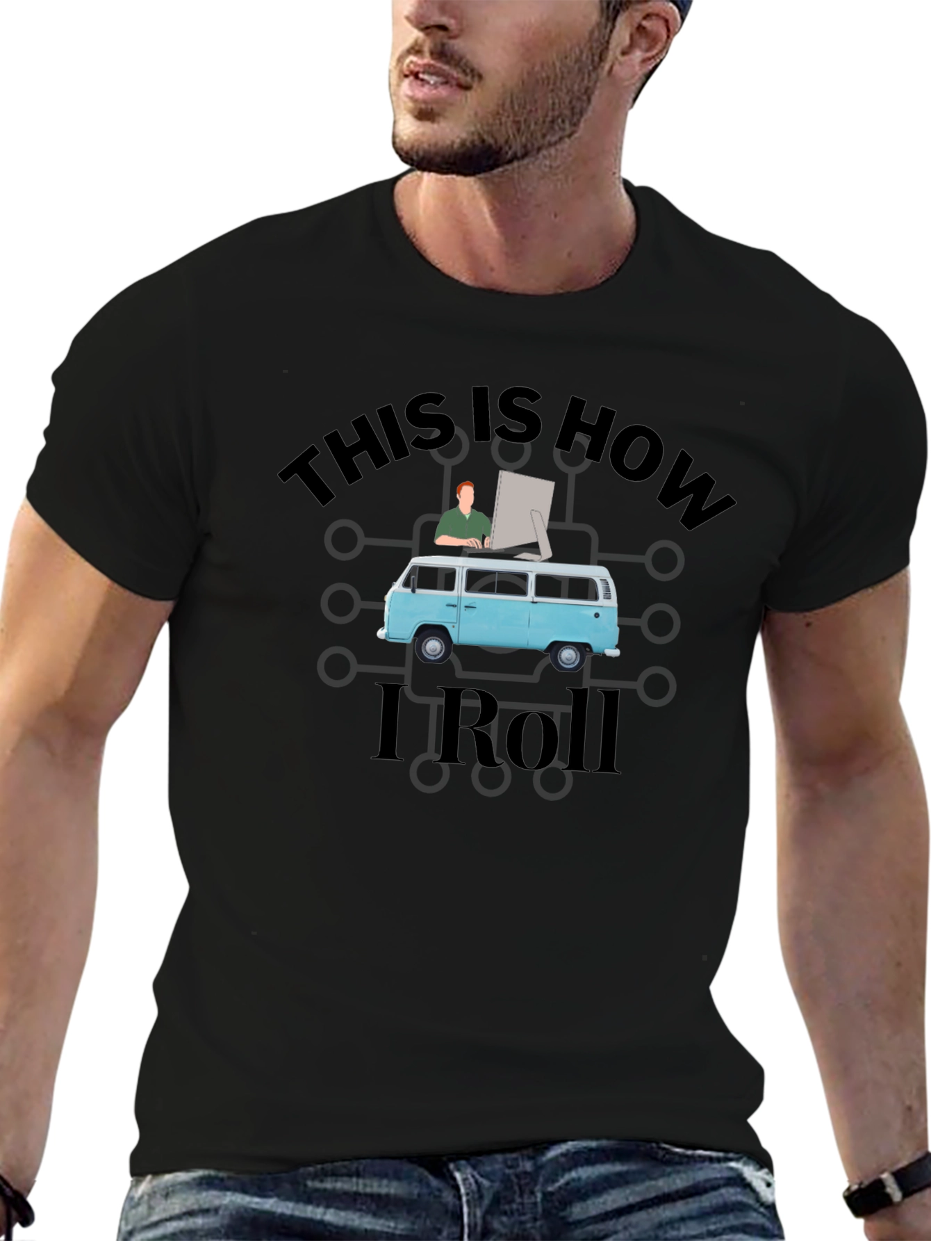 Black This is How I Roll T-Shirt view 6