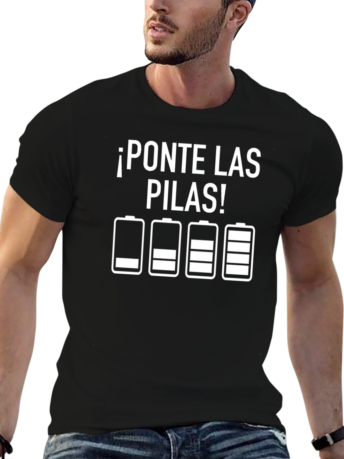 Black Ponete las Pilas T-Shirt - Men's Crew Neck Tee view 6