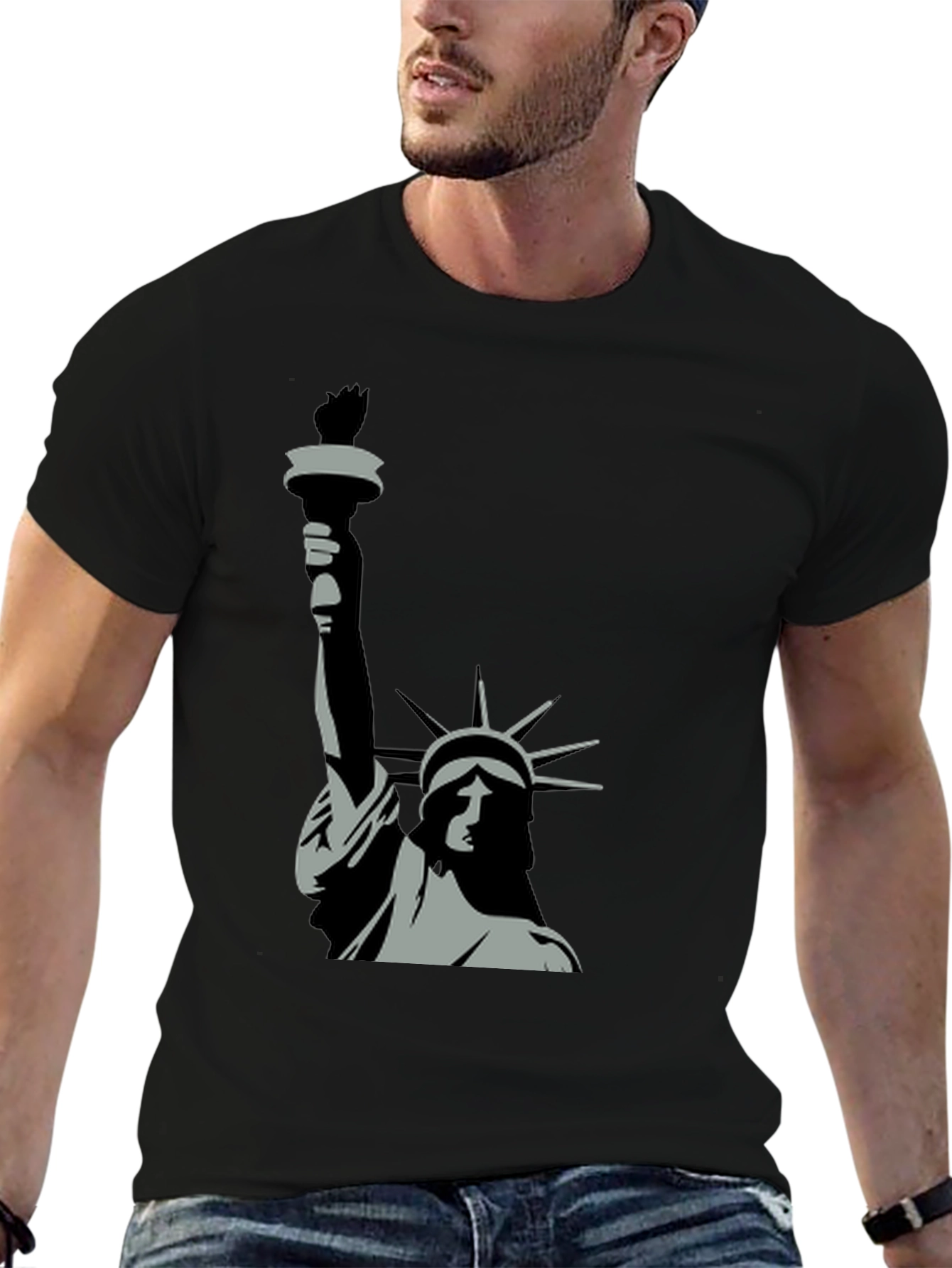 Black Statue of Liberty Graphic Tee - Black view 6