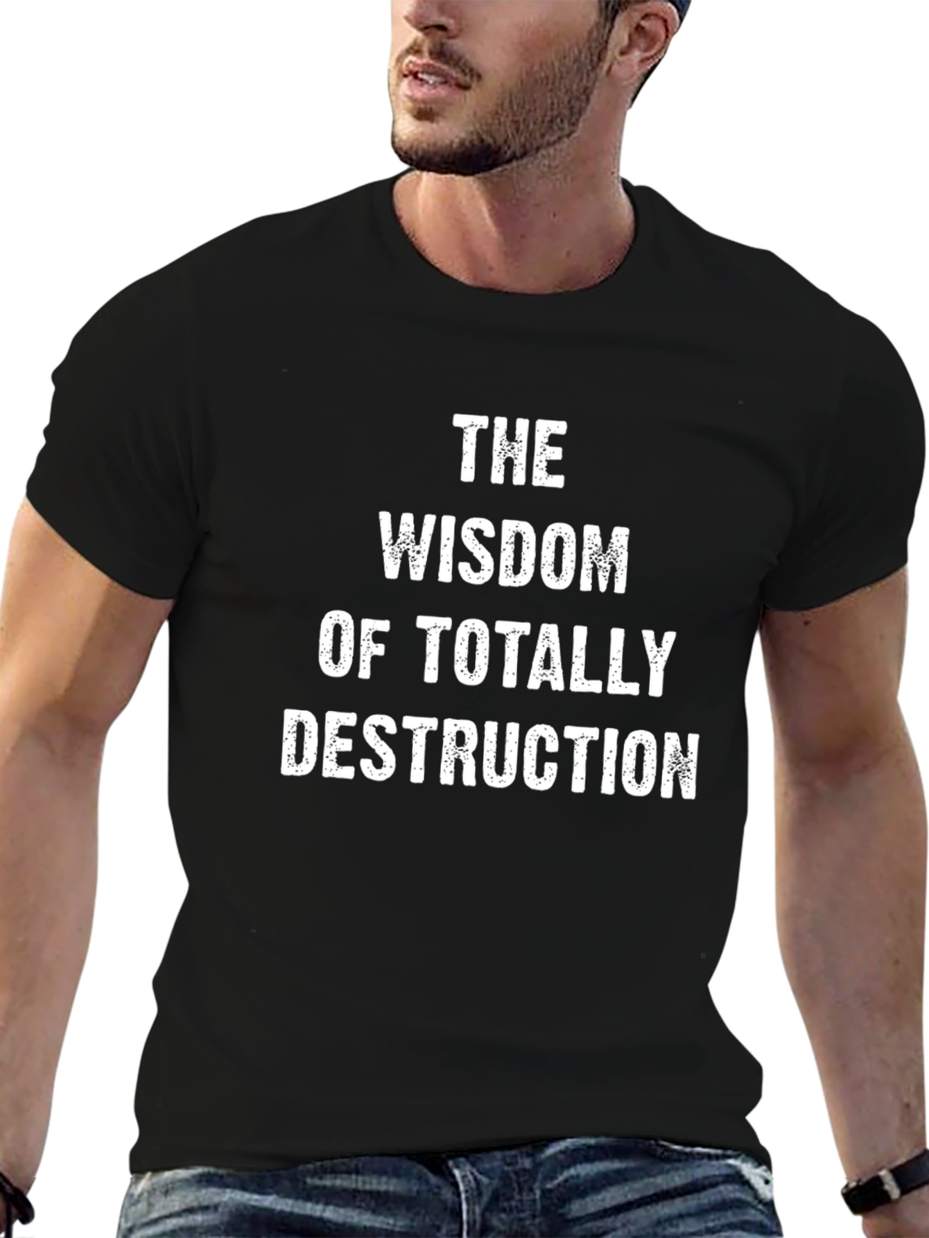 Black Wisdom of Totally Destruction Black Graphic Tee view 6