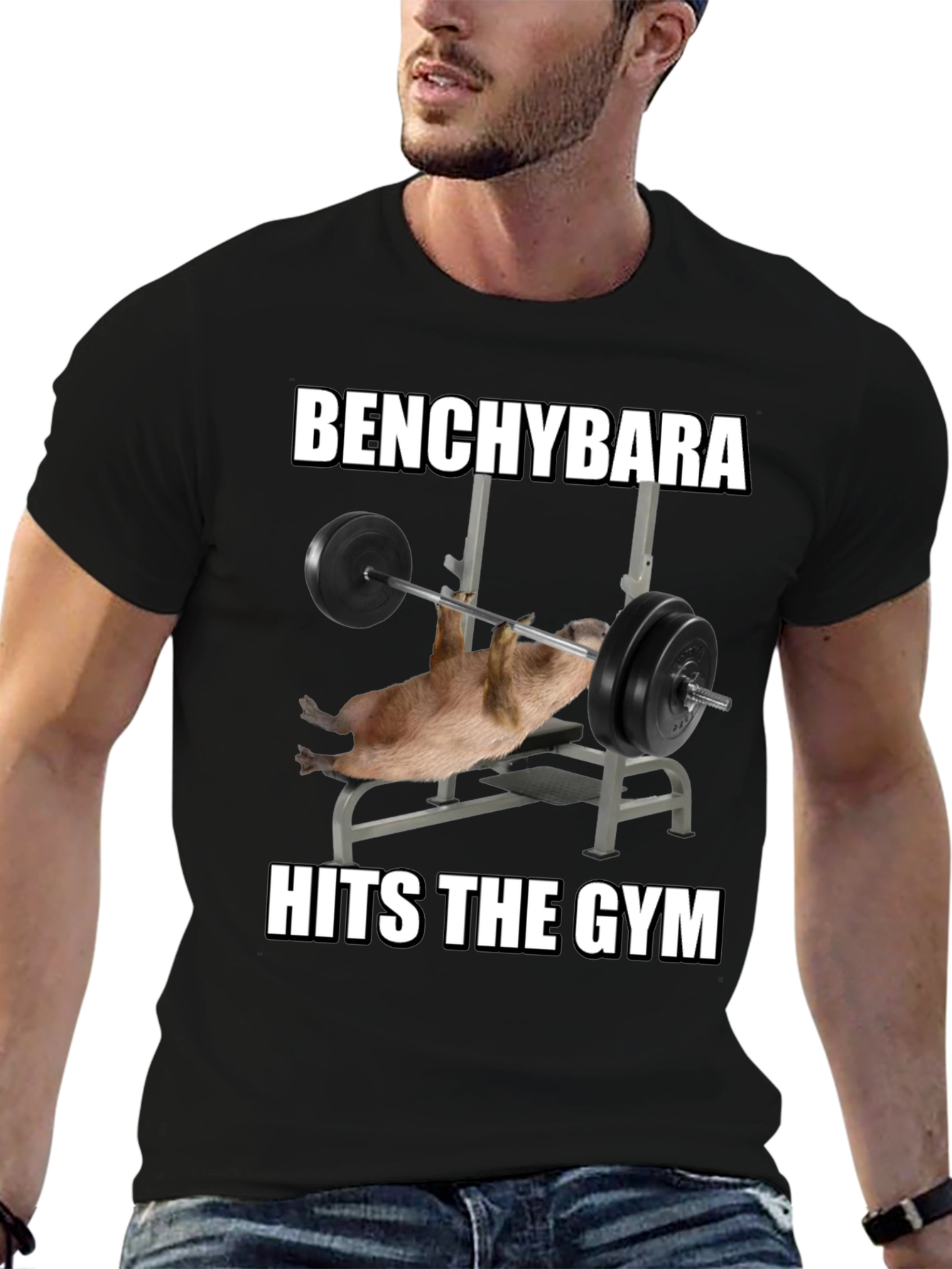 Black Benchybara Hits the Gym T-Shirt view 6