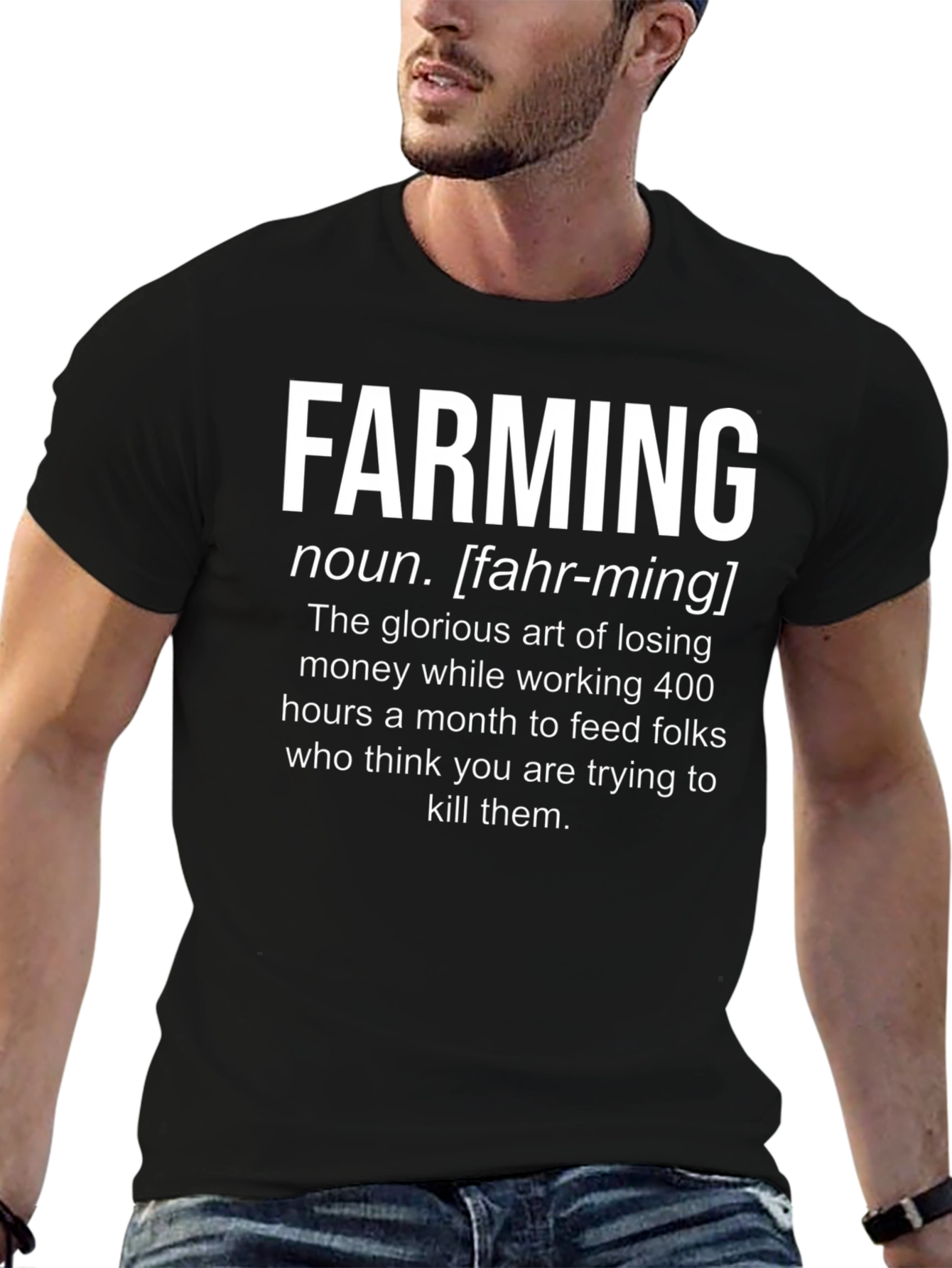 Black Farming Definition T-Shirt - Humorous Farmer Tee view 6
