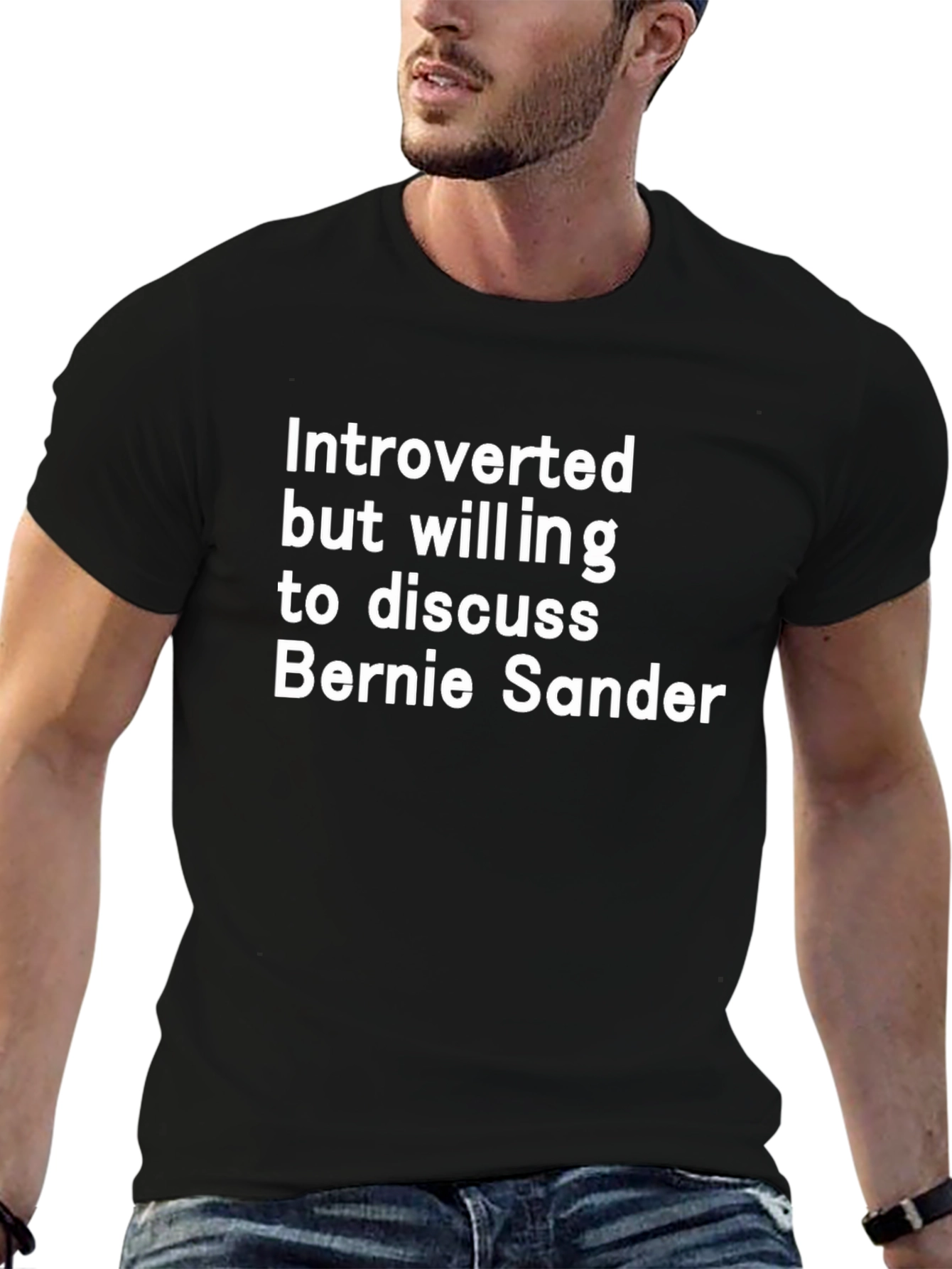 Black Introverted Bernie Sanders Tee view 6
