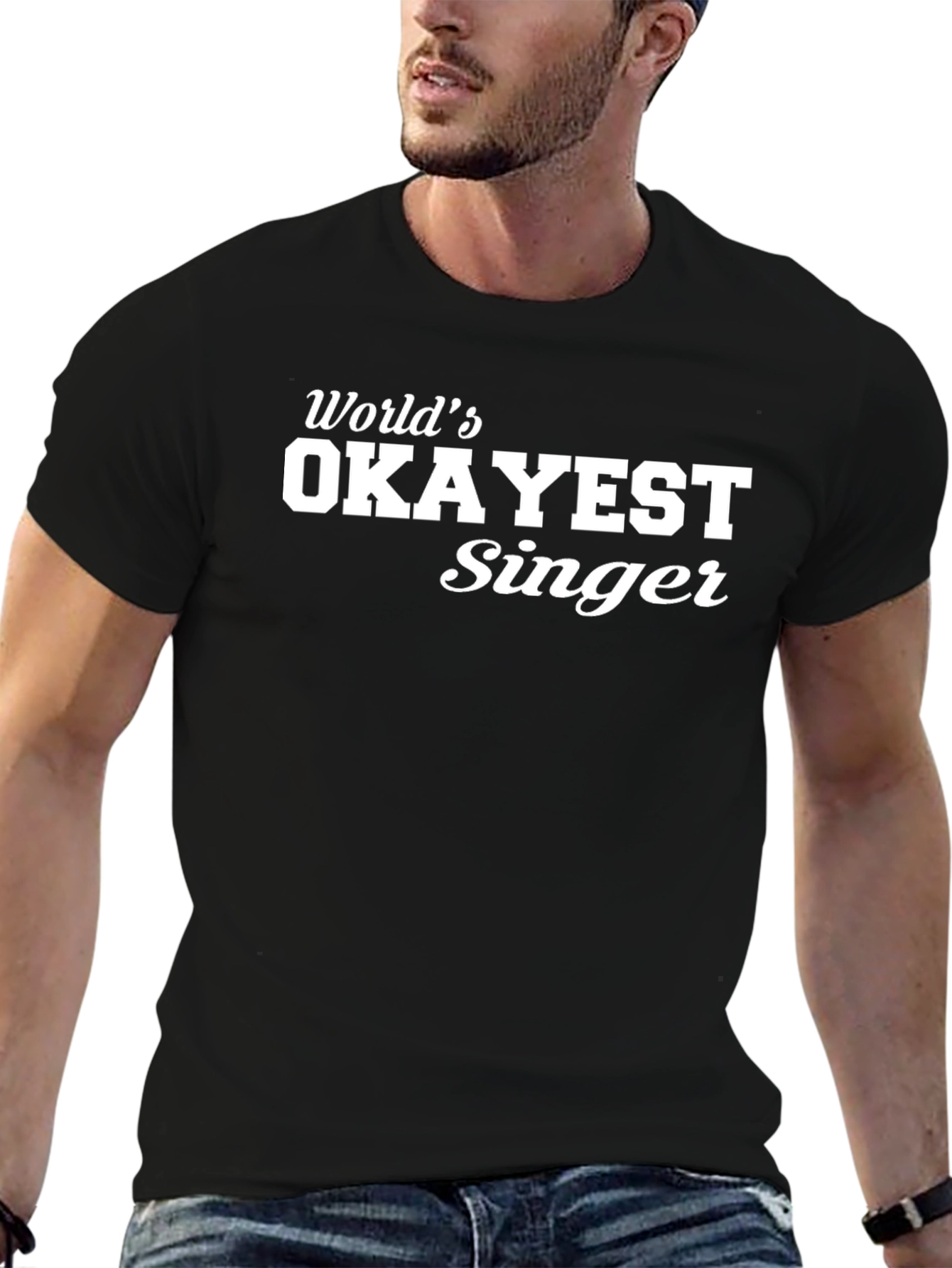 Black World's Okayest Singer Graphic Tee view 6