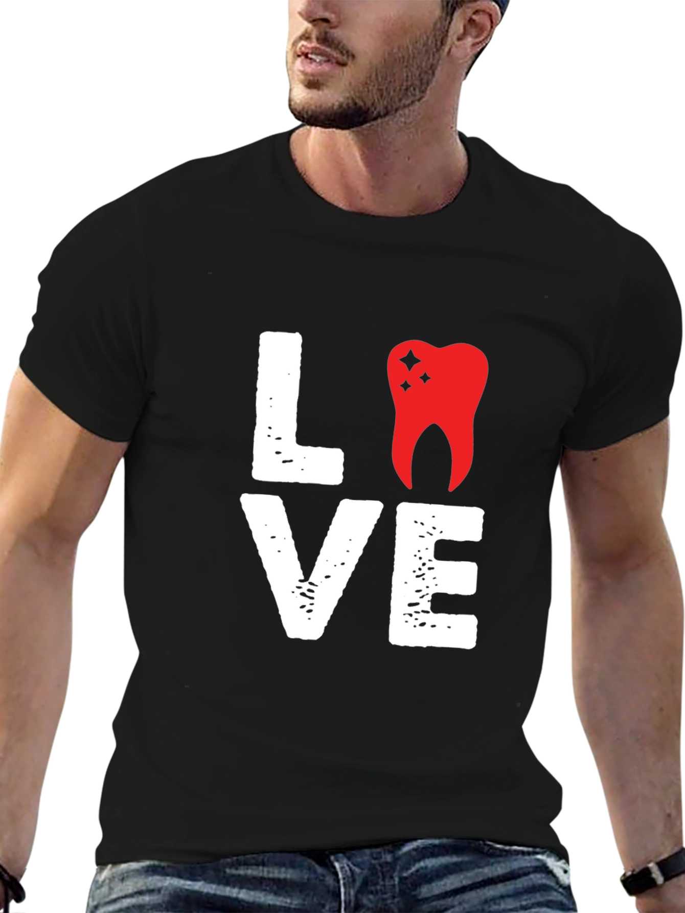 Black Love Tooth T-Shirt - Dentist Gift view 6