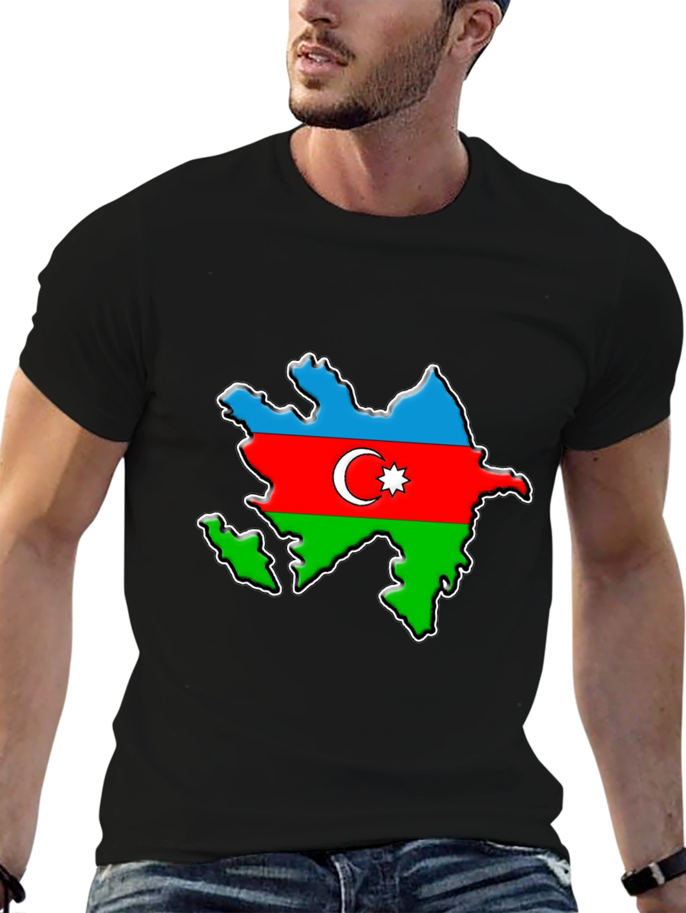 Black Azerbaijan Flag Map T-Shirt - Patriotic Pride Tee view 6
