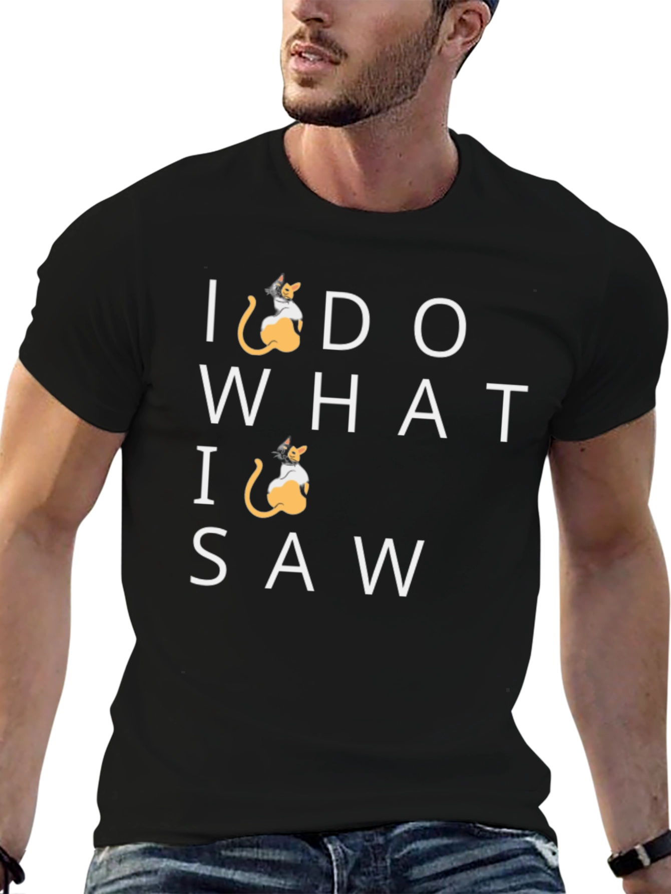 Black I Do What I Saw Cat T-Shirt - Black view 6