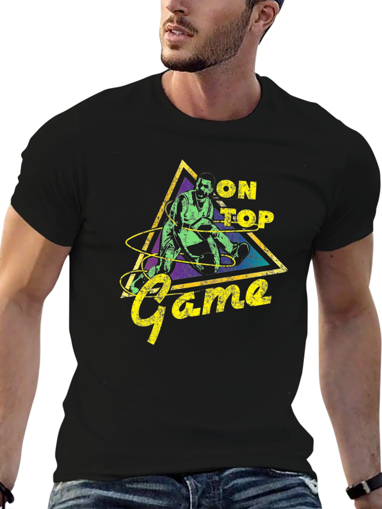 Black On Top Game Graphic Tee - Trendy Streetwear view 6