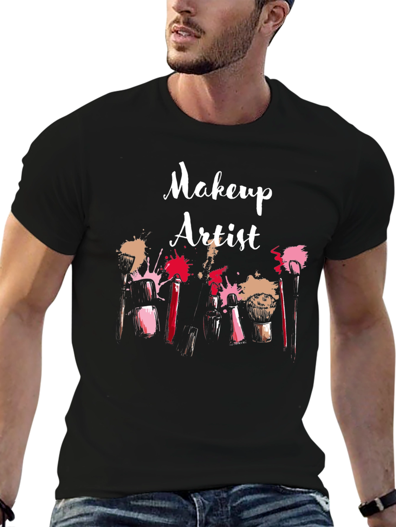 Black Makeup Artist Graphic T-Shirt - Stylish & Unique view 6