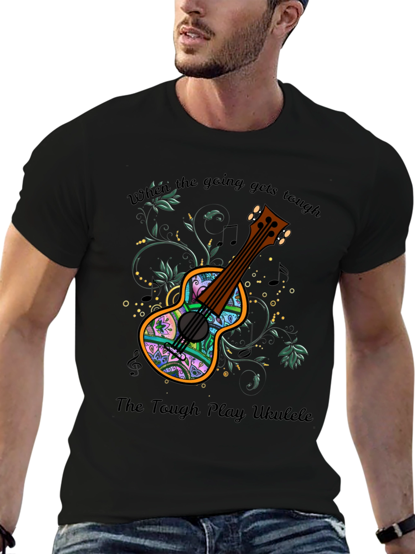 Black Ukulele Graphic Tee - When the Going Gets Tough view 6