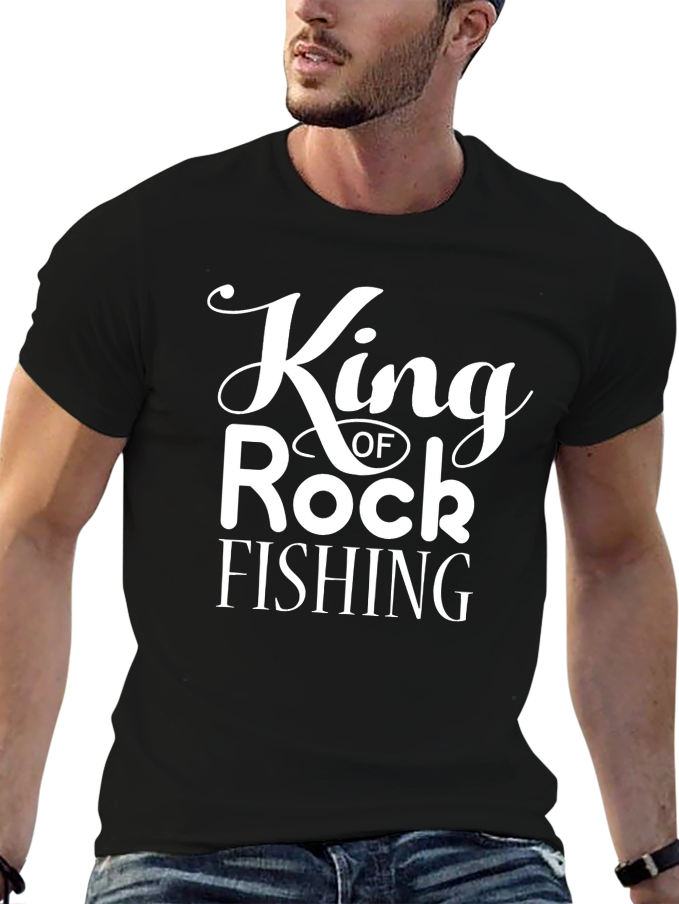 Black King of Rock Fishing Black Graphic T-Shirt view 6