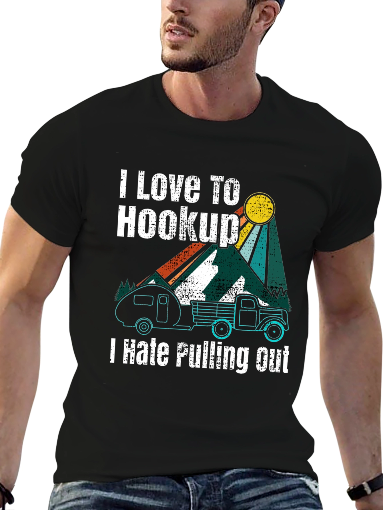 Black I Love To Hookup Funny Camping T-Shirt view 6