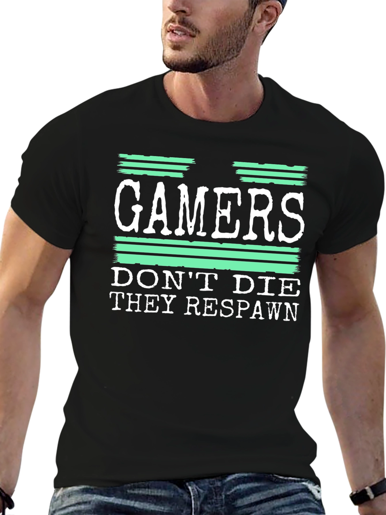 Black Gamers Don't Die They Respawn Graphic T-Shirt view 6