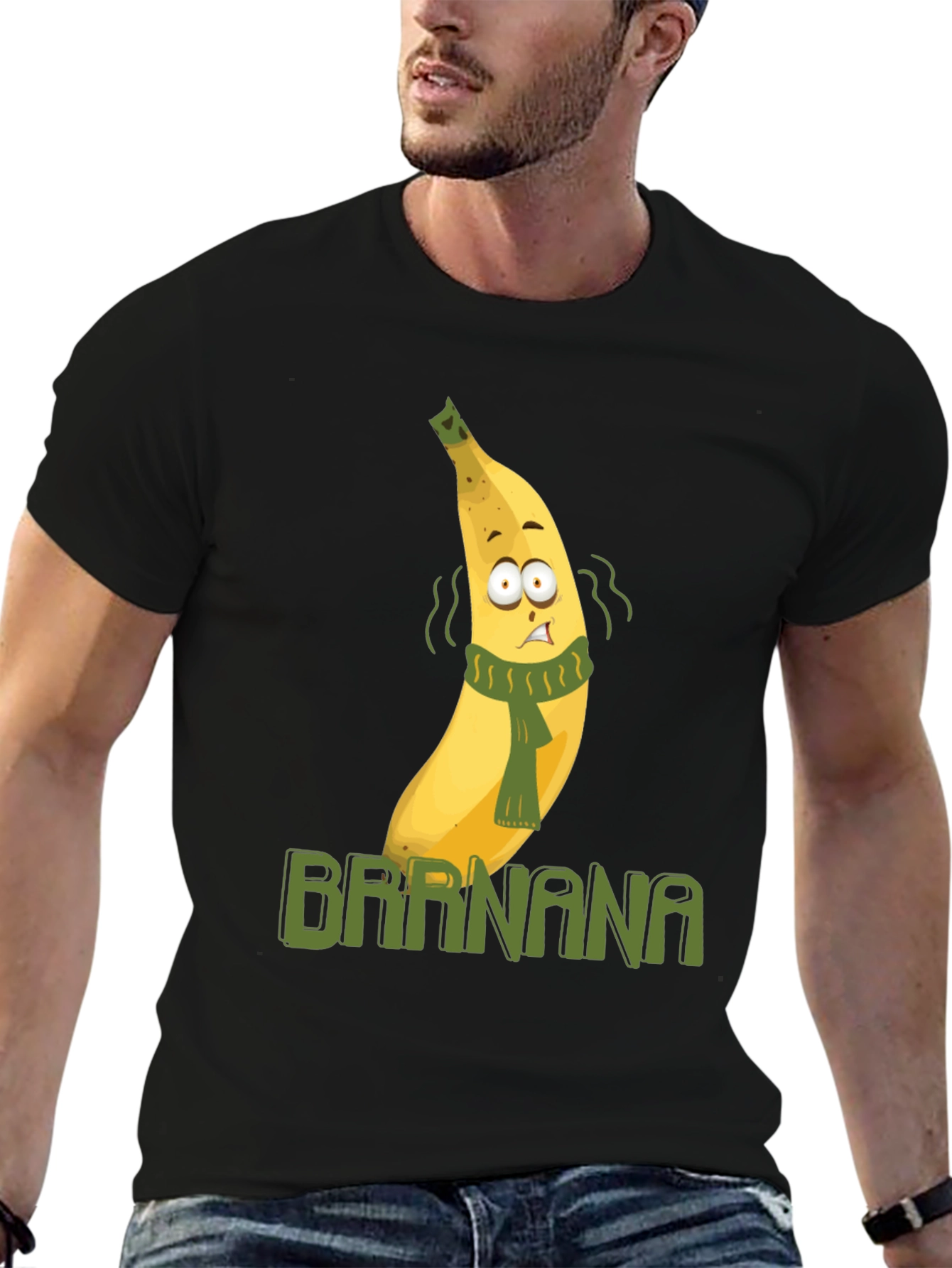 Black Brrr-nana T-Shirt - Humorous Cartoon Fruit Design view 6