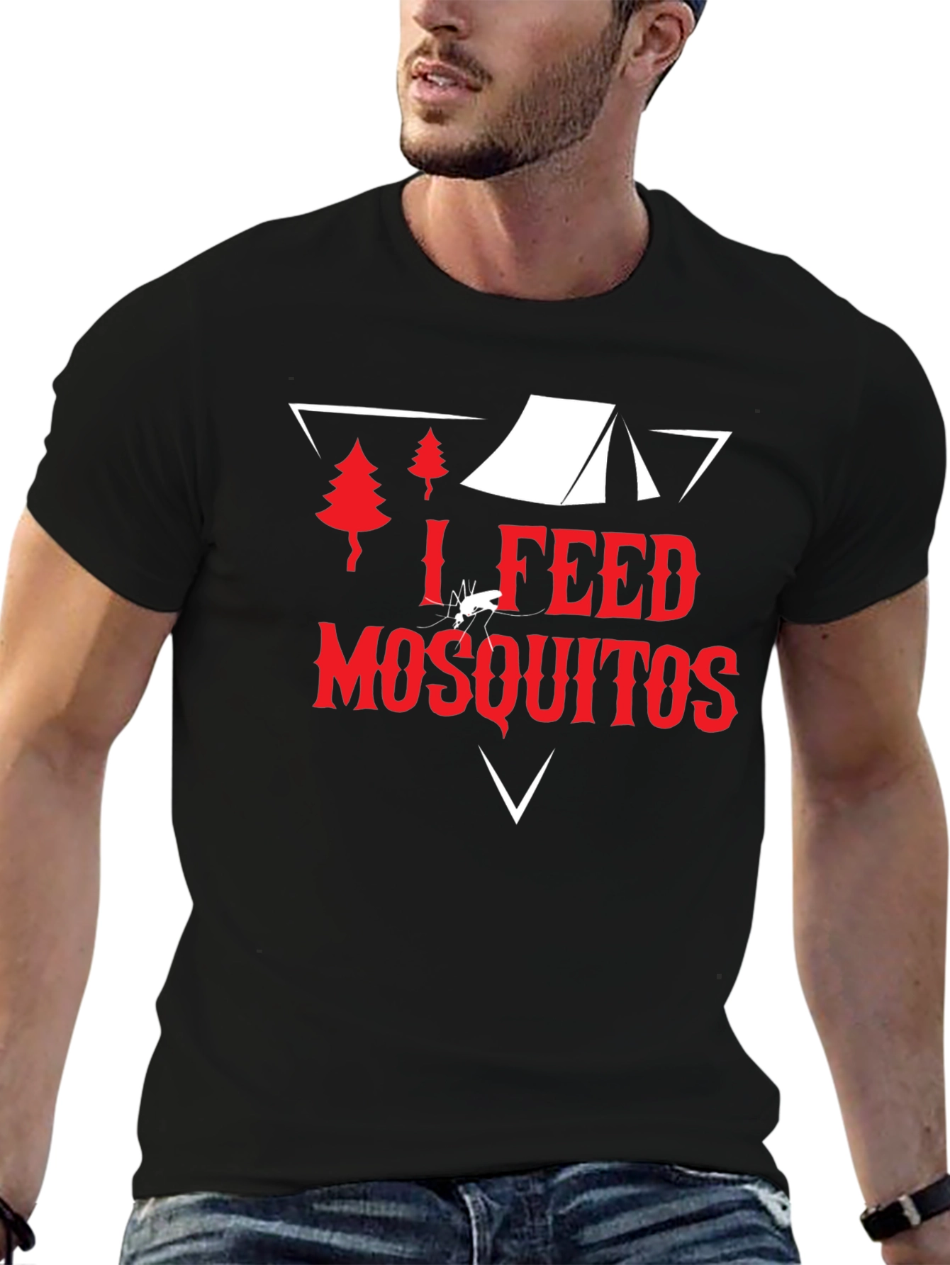 Black I Feed Mosquitos Graphic Tee - Camping Humor T-Shirt view 6