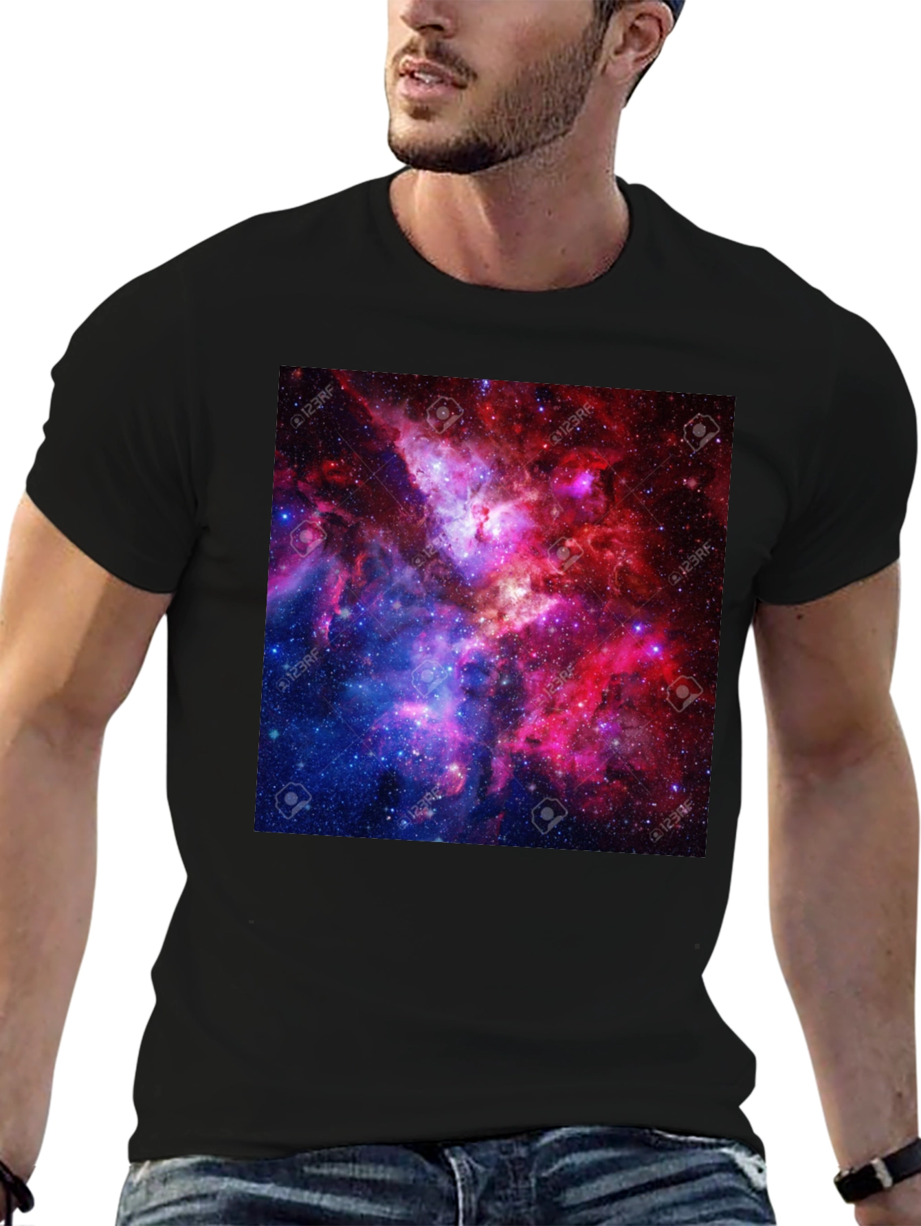 Galaxy Print Black T-Shirt - 6