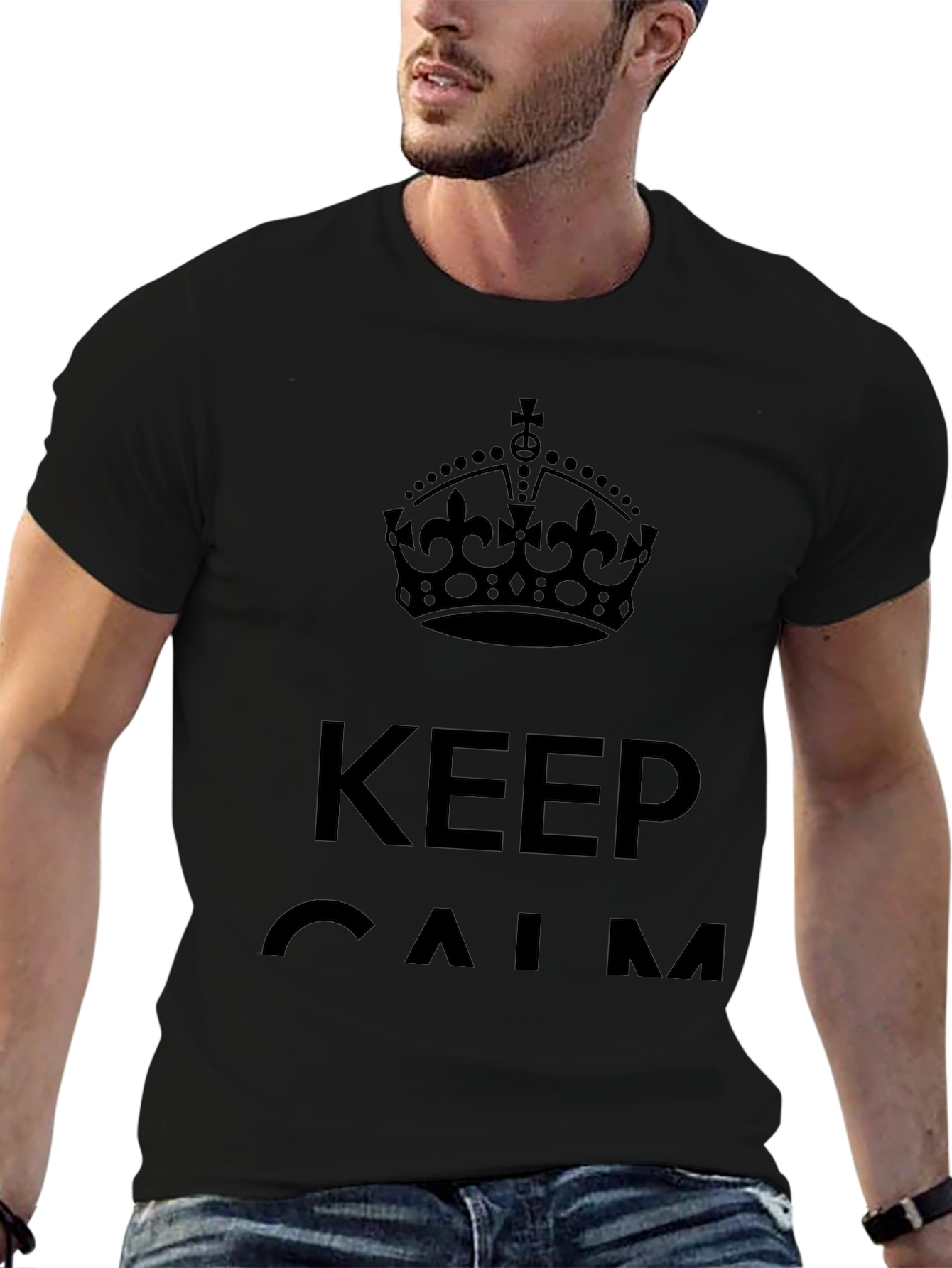 Black Keep Calm Black Graphic Tee view 6