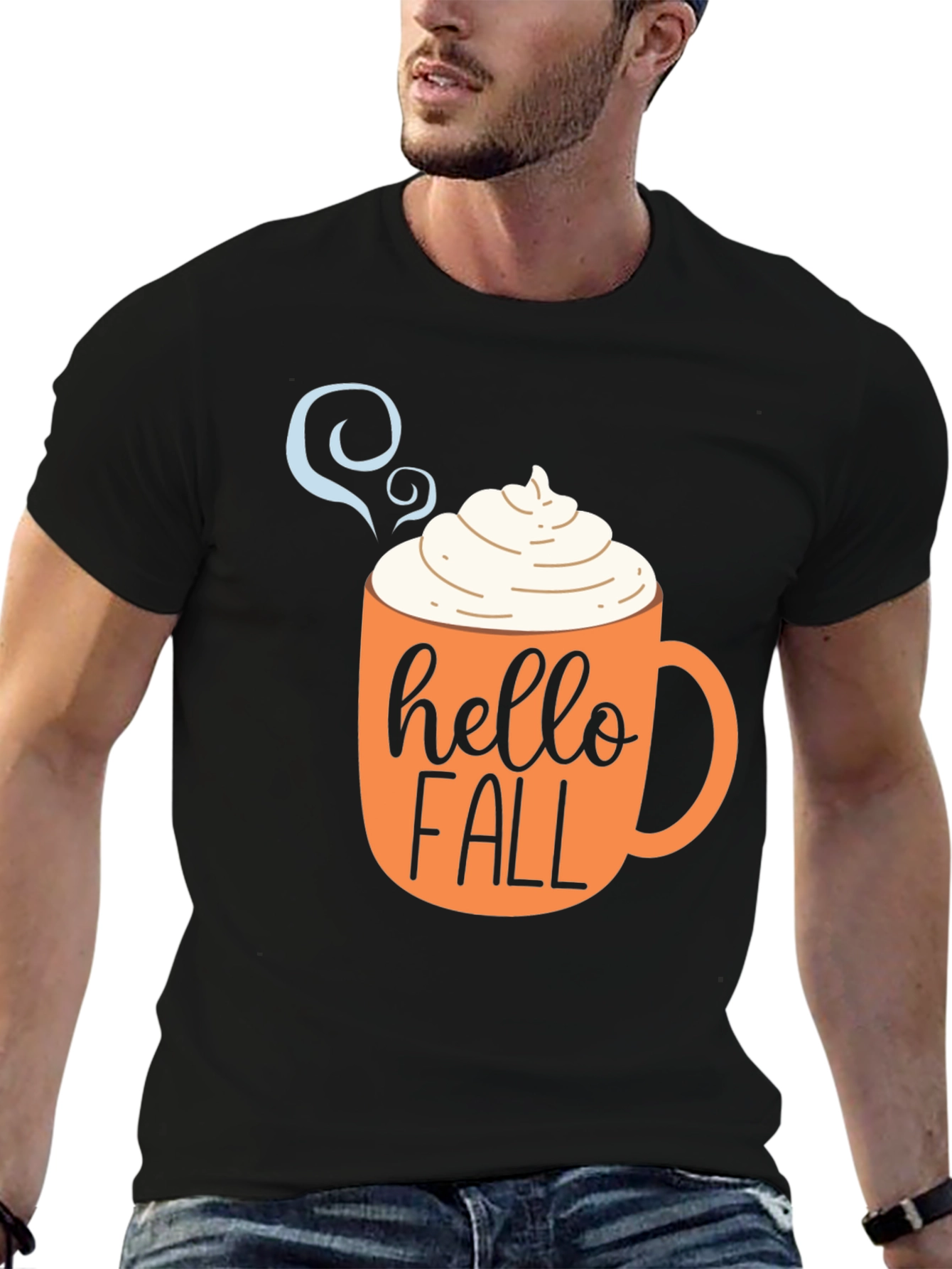 Black Hello Fall Coffee Mug T-Shirt view 6