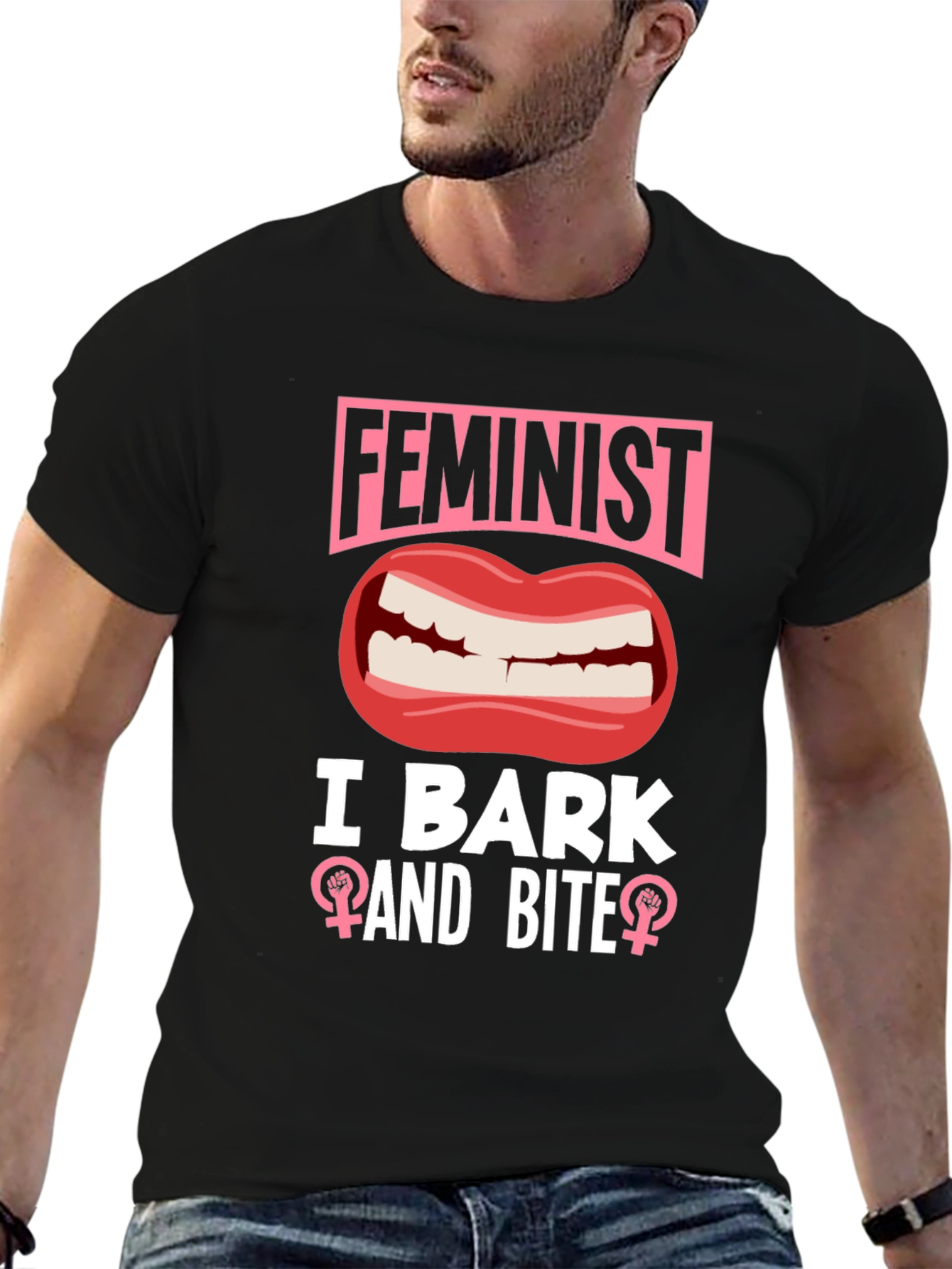 Black Feminist I Bark and Bite Graphic Tee view 6