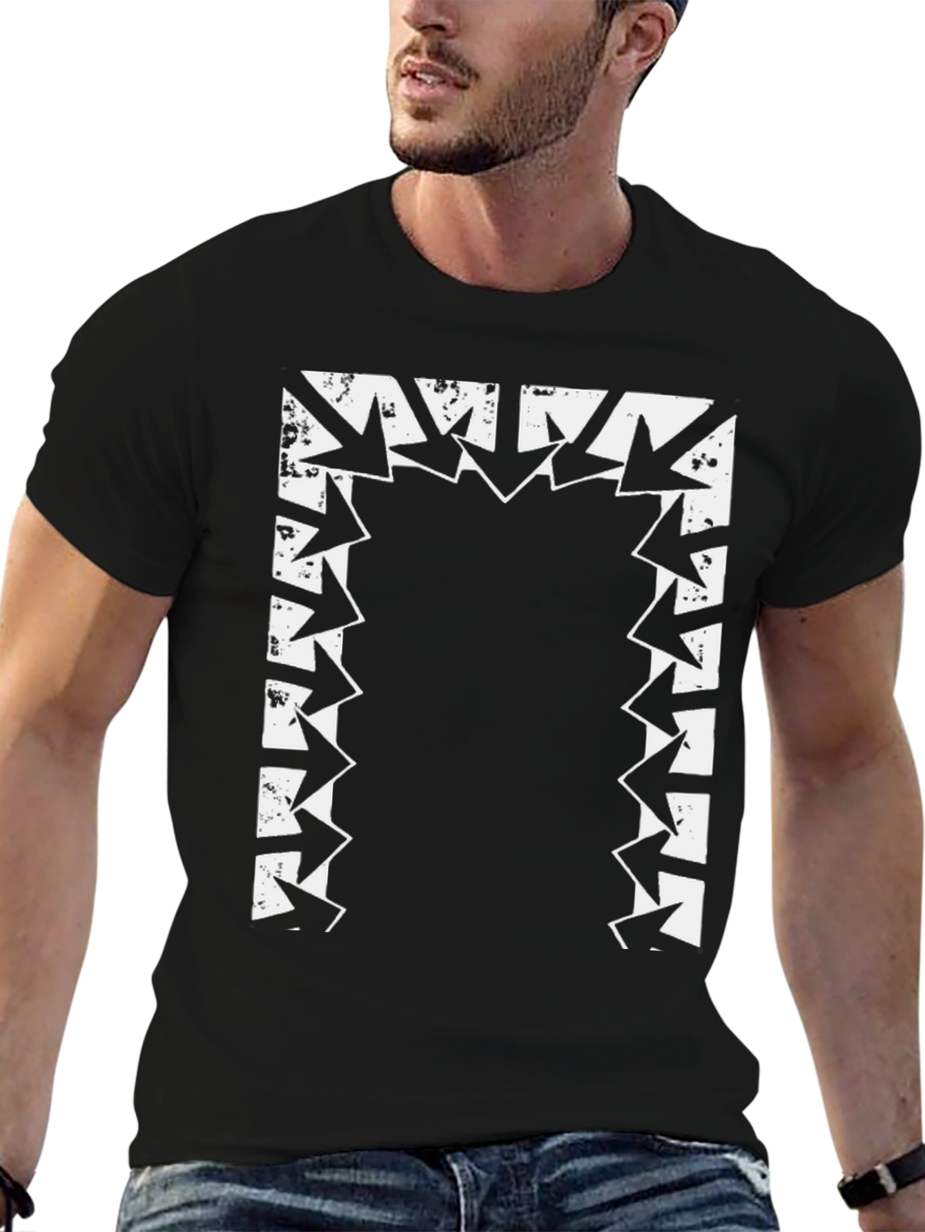 Black Arrow Portal Graphic Tee - Black Cotton Casual Shirt view 6