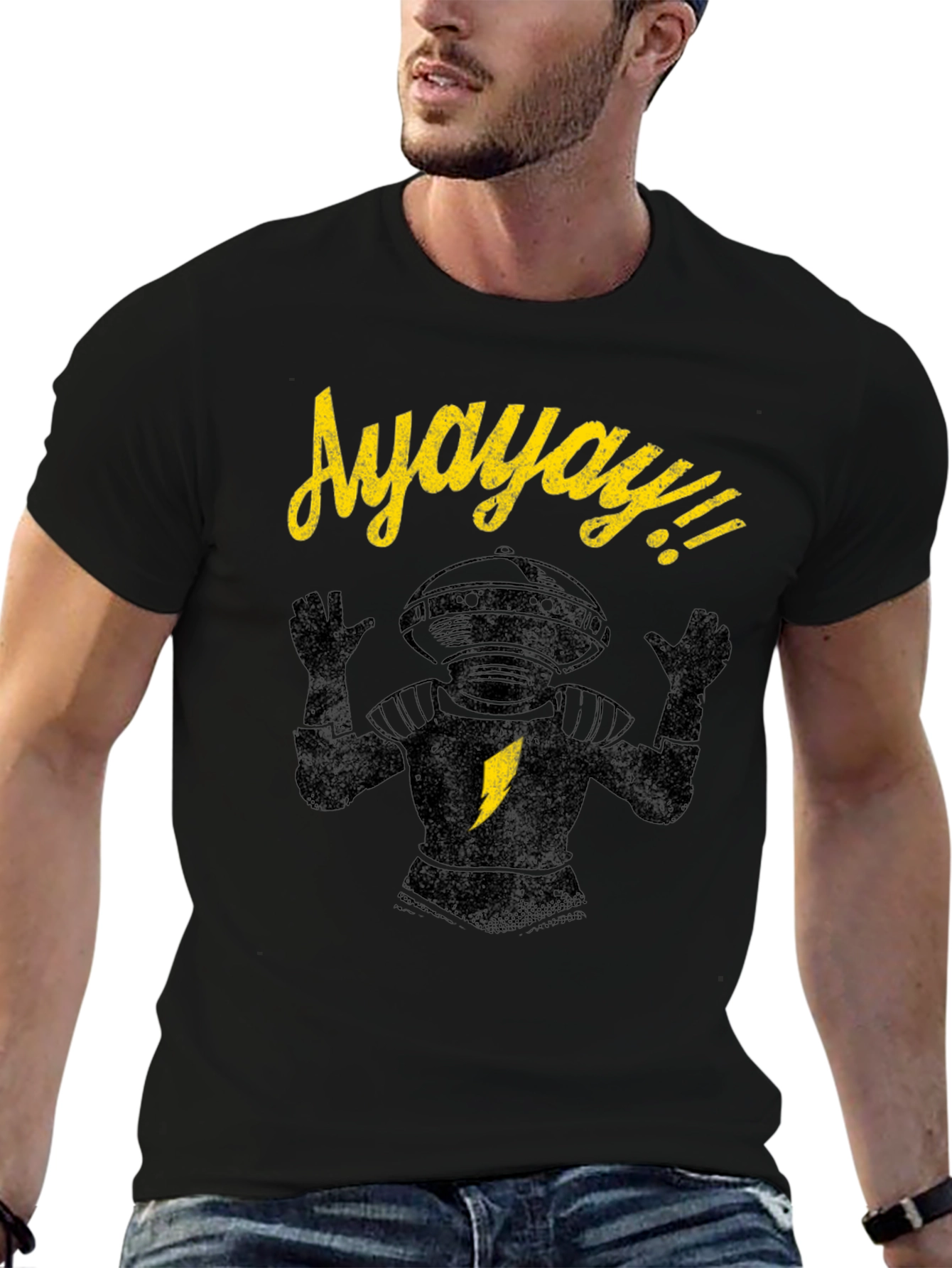 Black Lost in Space Robot Ayayay T-Shirt view 6