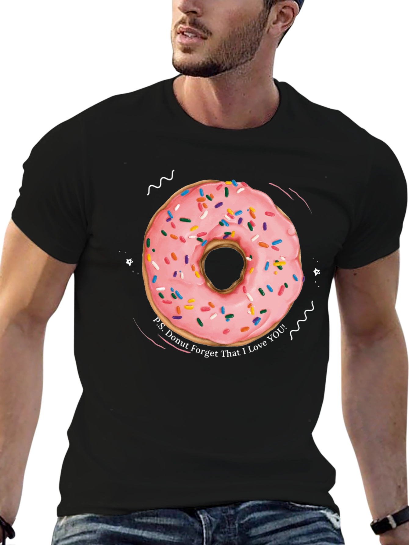 Black Donut Forget I Love You Black T-Shirt view 6