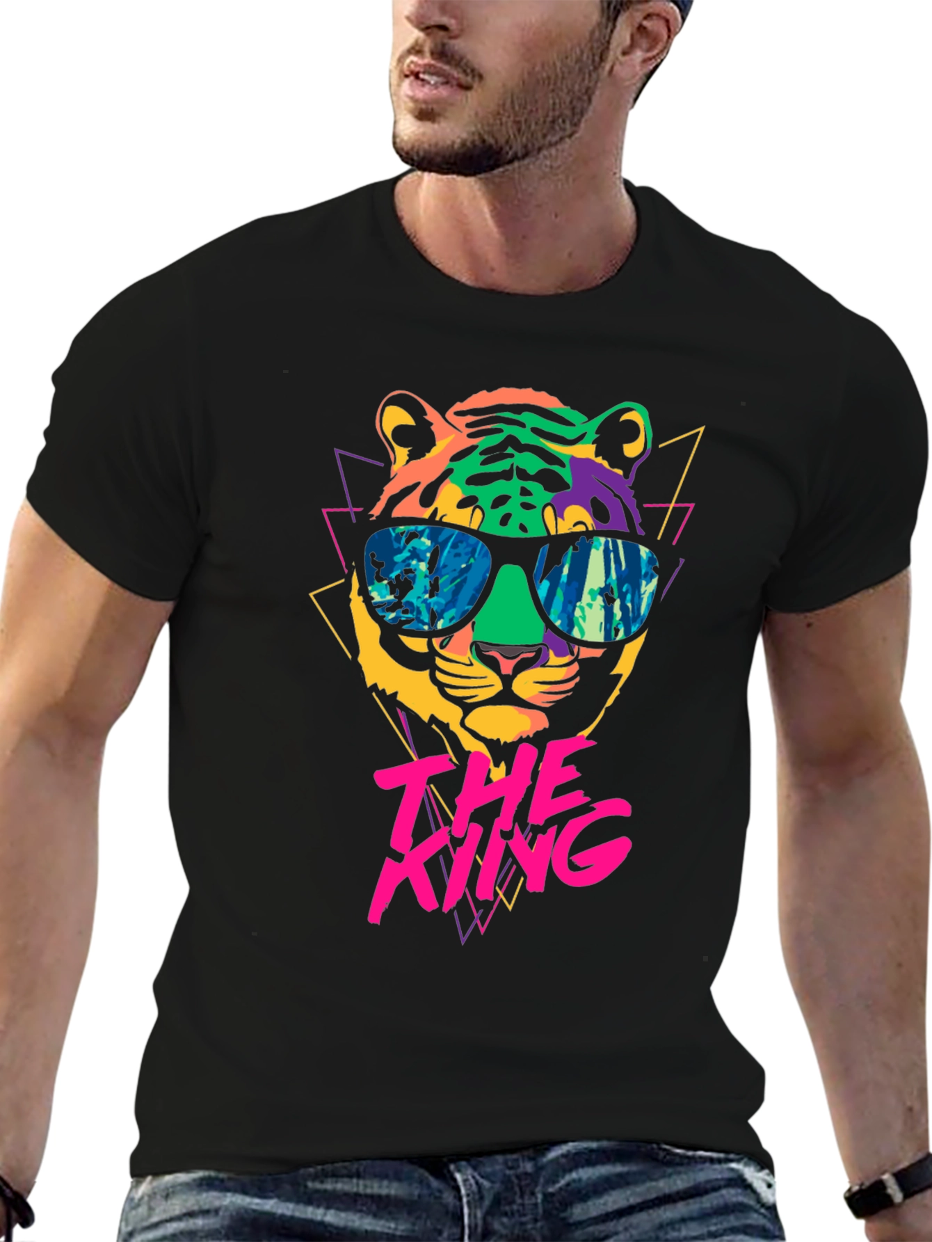 Black Cool Tiger Graphic Tee - The King view 6