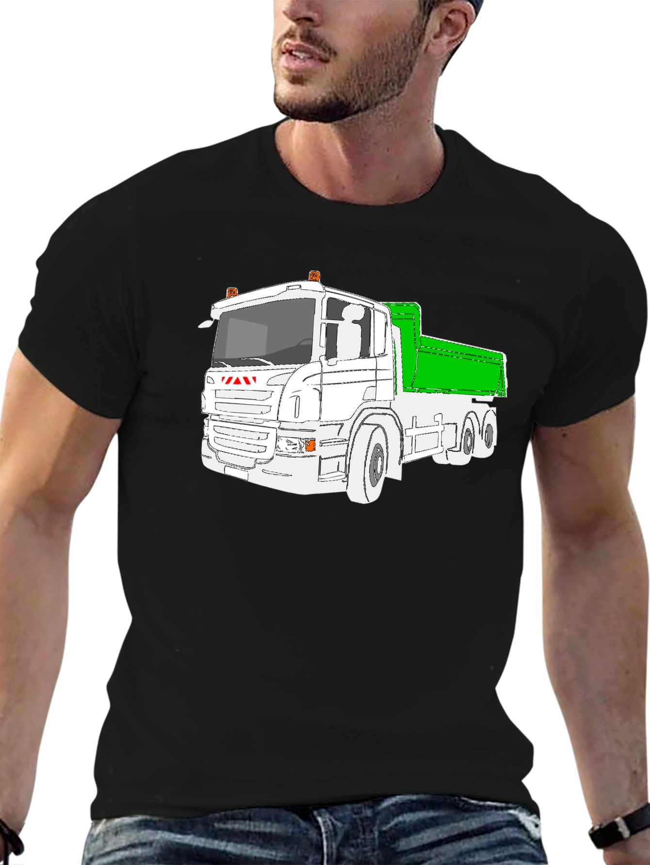 Black Truck Graphic T-Shirt - Black Heavy Duty Vehicle Tee view 6