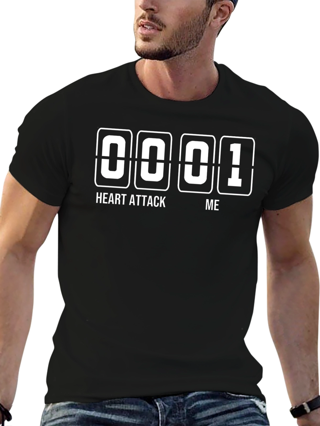 Black Heart Attack Me Funny Graphic T-Shirt view 6