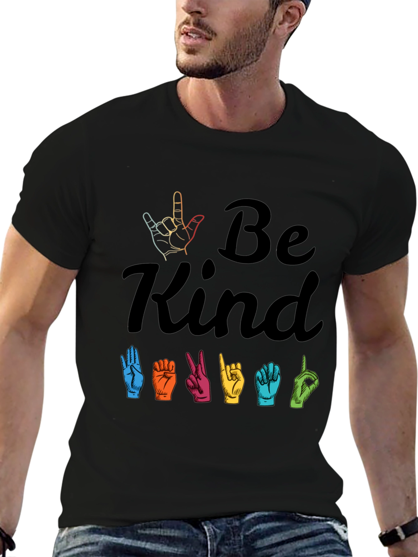 Black Be Kind ASL Graphic T-Shirt view 6