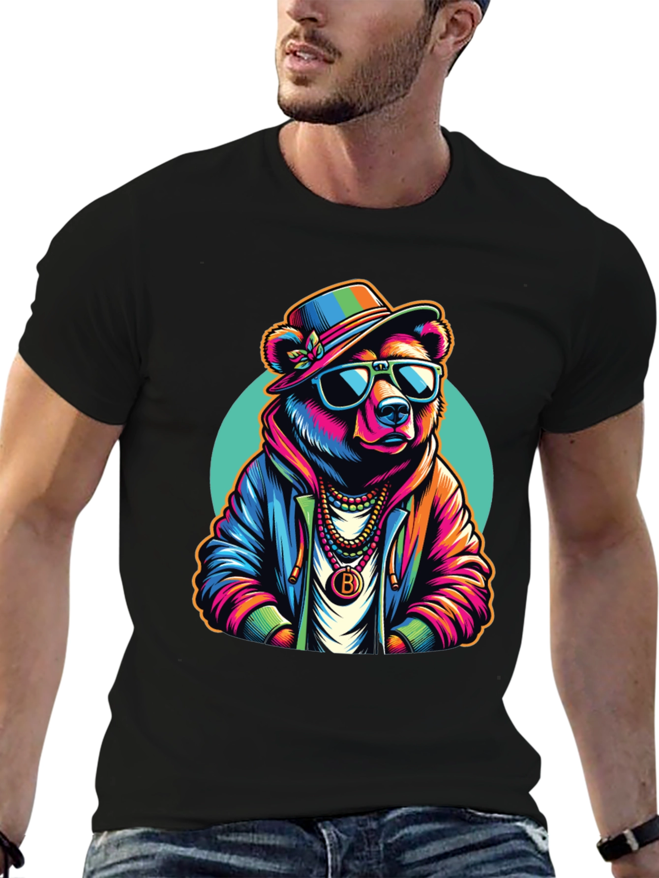 Black Cool Bear Graphic T-Shirt - Stylish & Unique Design view 6