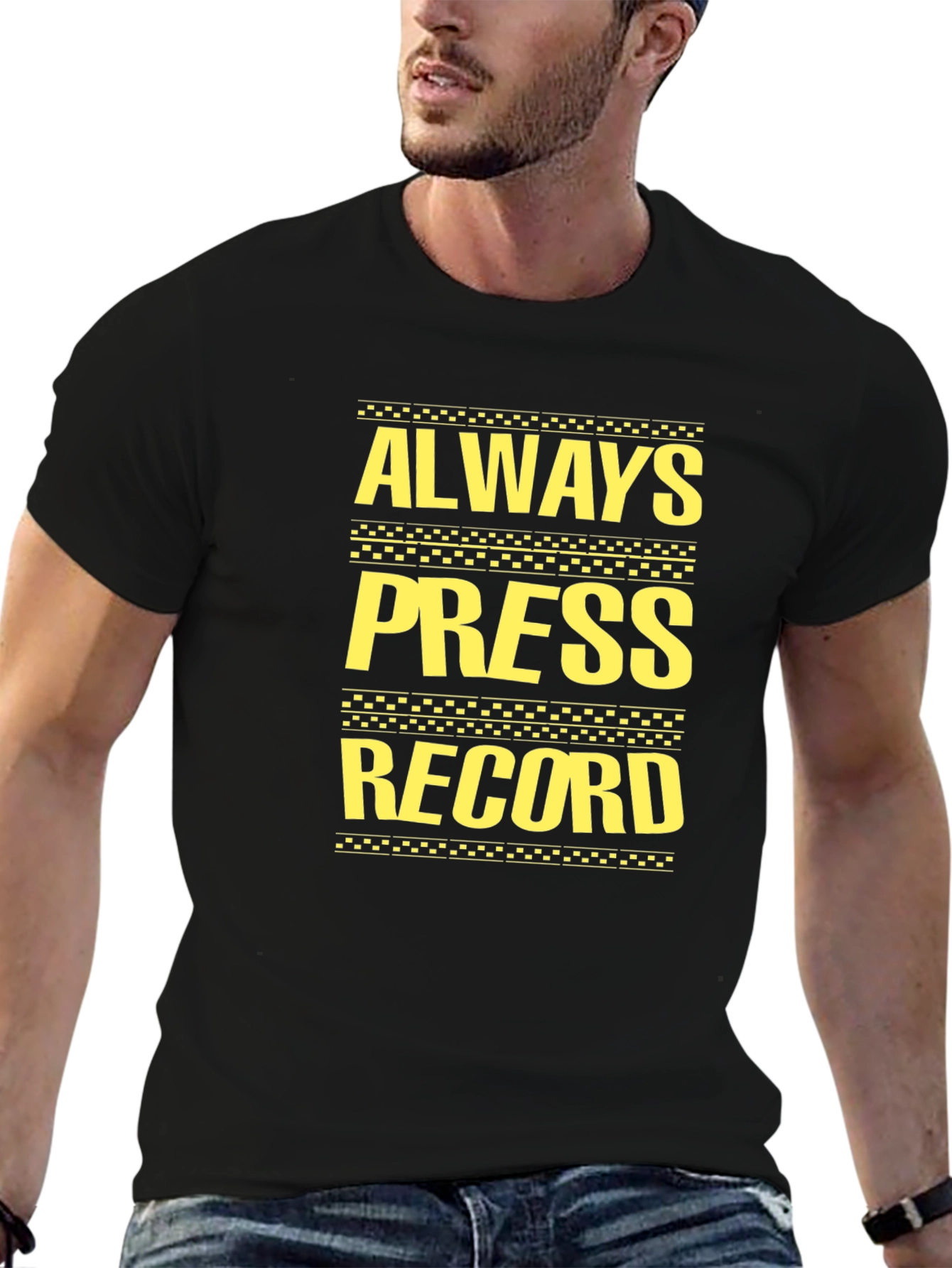 Black Always Press Record Graphic Tee - Black view 6